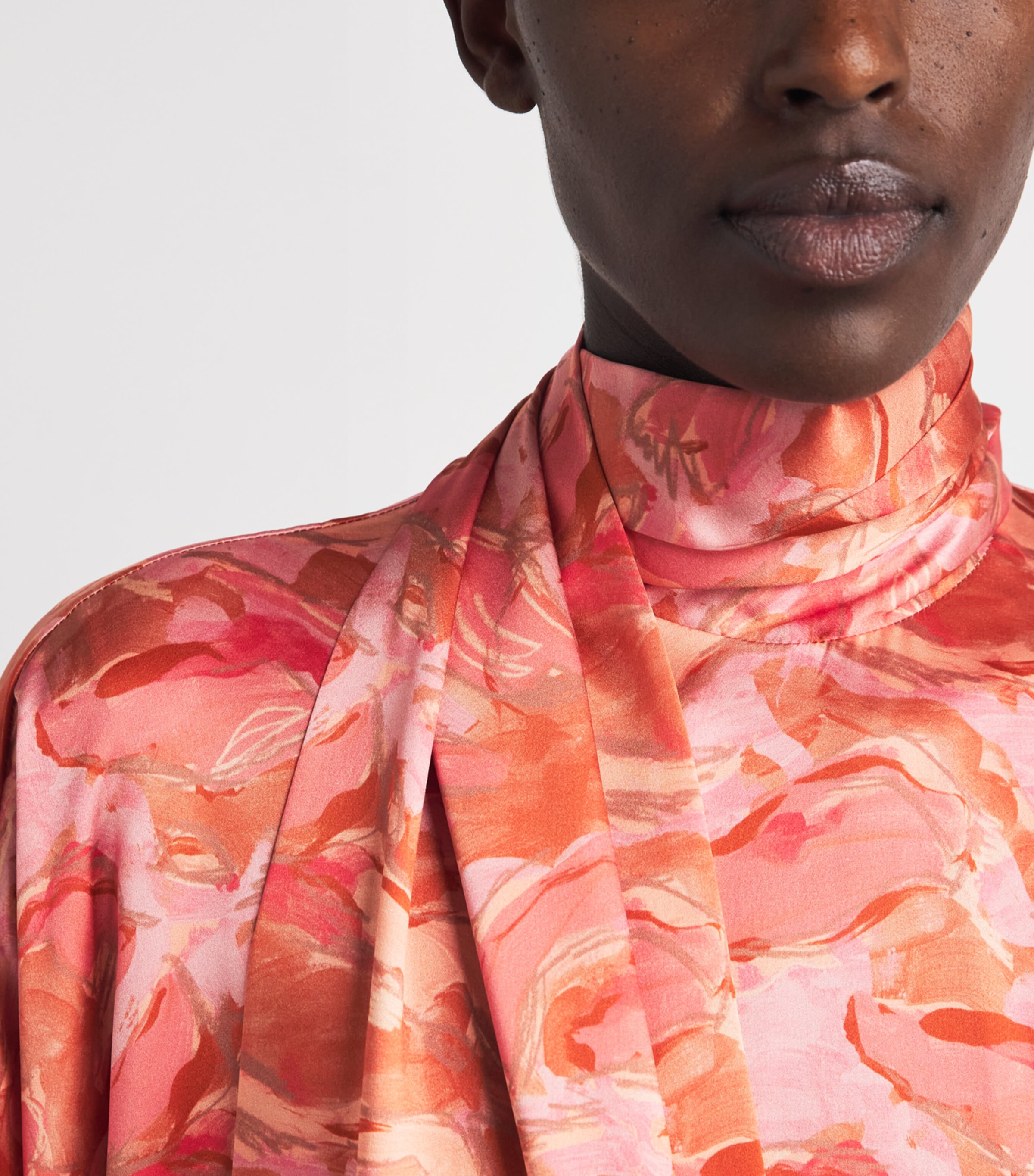 Roksanda Womens Silk Floral Oshone Midi Dress Brush Rose Image 3