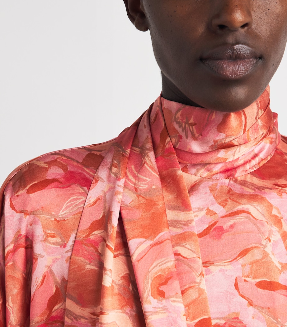 Roksanda Womens Silk Floral Oshone Midi Dress Brush Rose Image 3