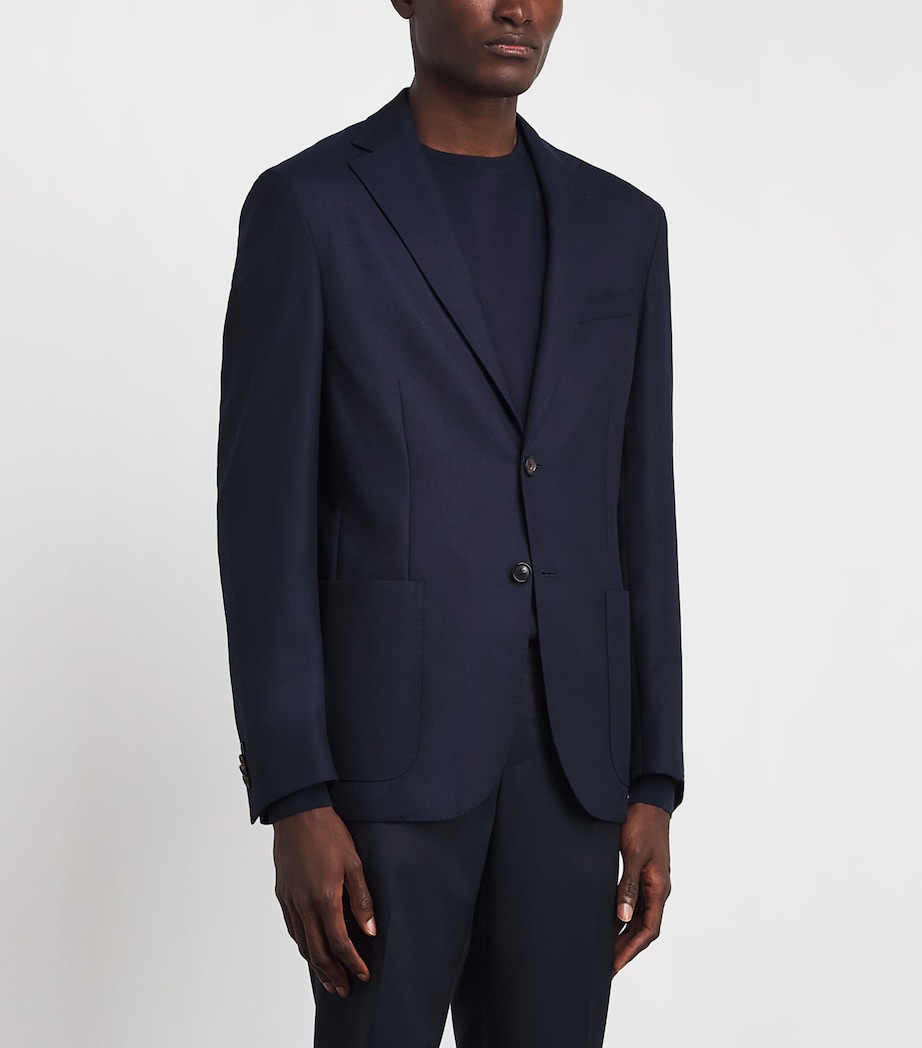 Corneliani Mens Virgin Wool-Silk Unlined Whisper Blazer China Blue Image 4