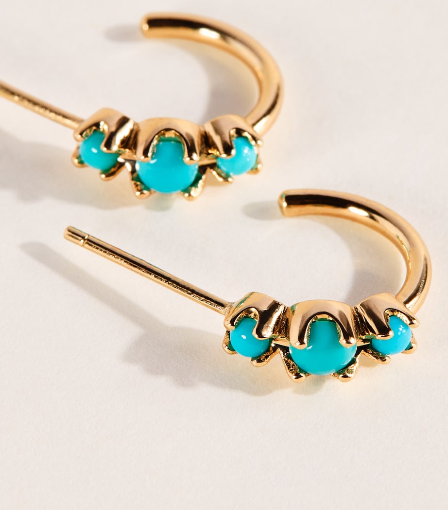 Jennifer Meyer Mini Yellow Gold and Turquoise Hoop Earrings Yellow Gold Image 4