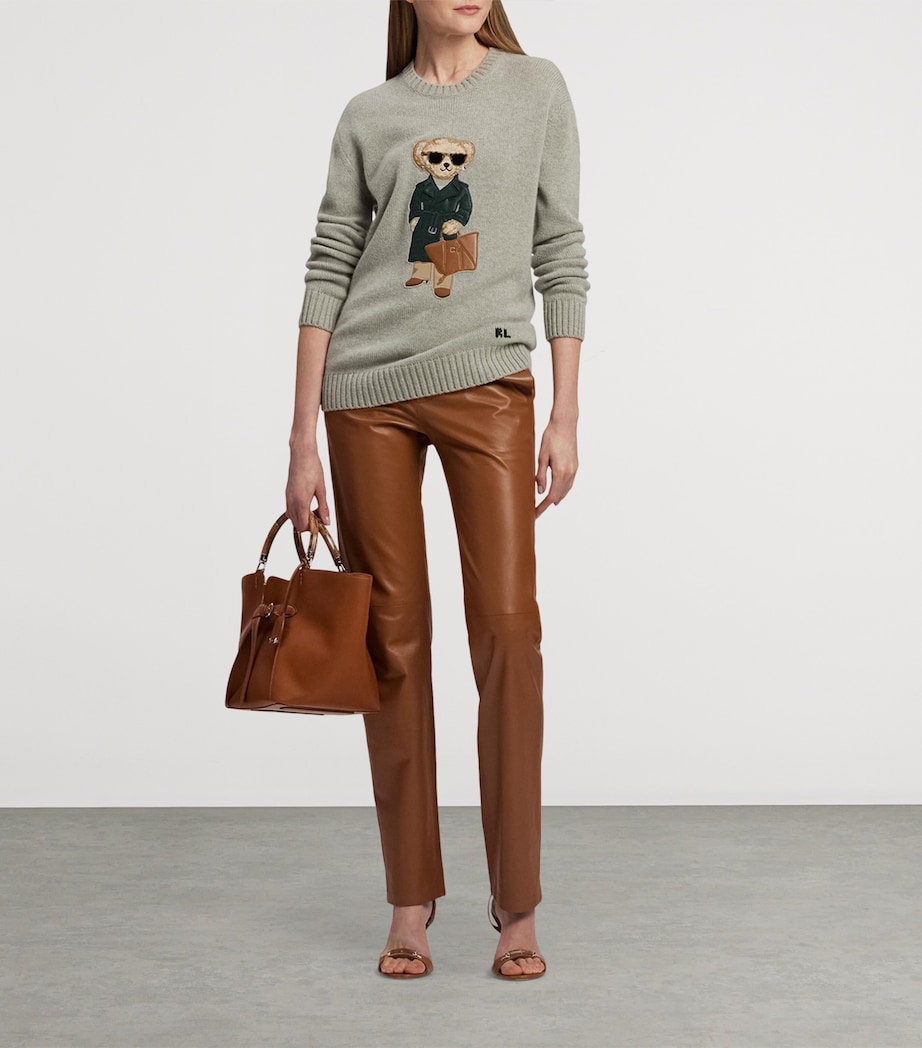 Cashmere Polo Bear Jumper PEARL GREY MELANGE Image 9