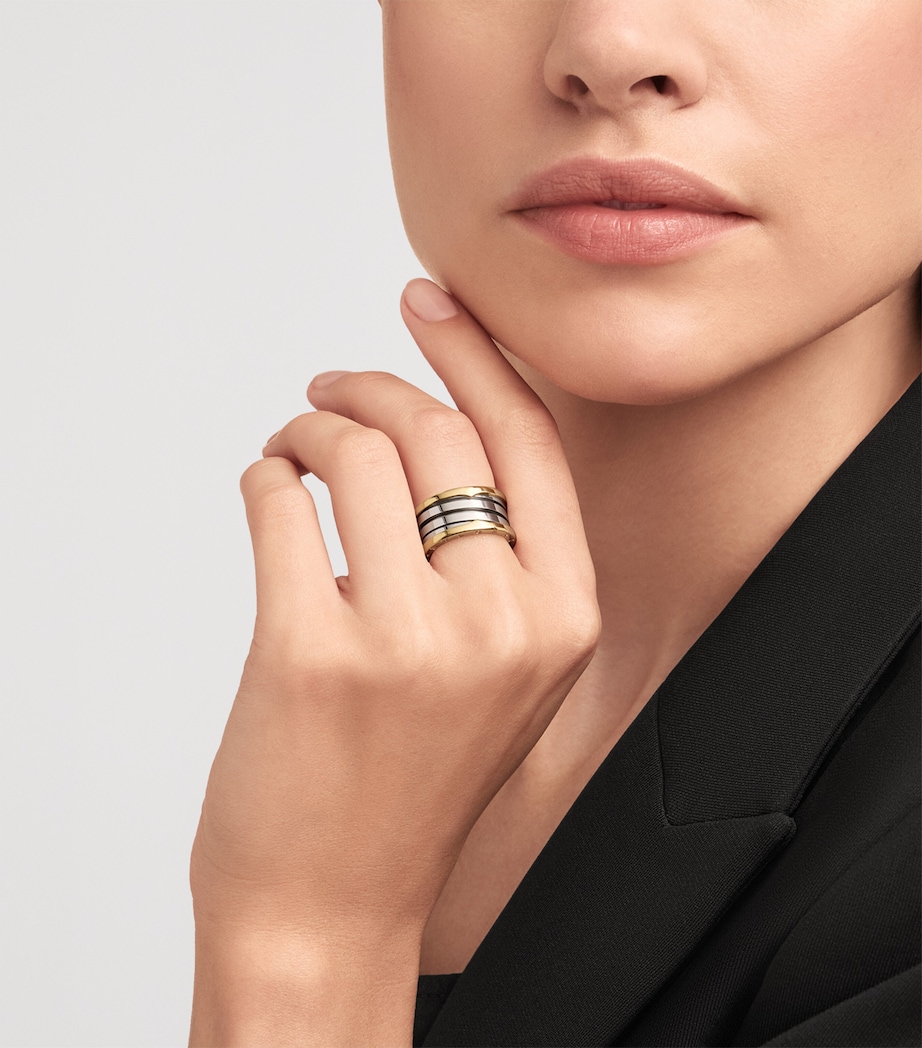 Bvlgari Yellow Gold and Stainless Steel B.zero1 Four-Band Ring Yellow Gold & Steel Image 2