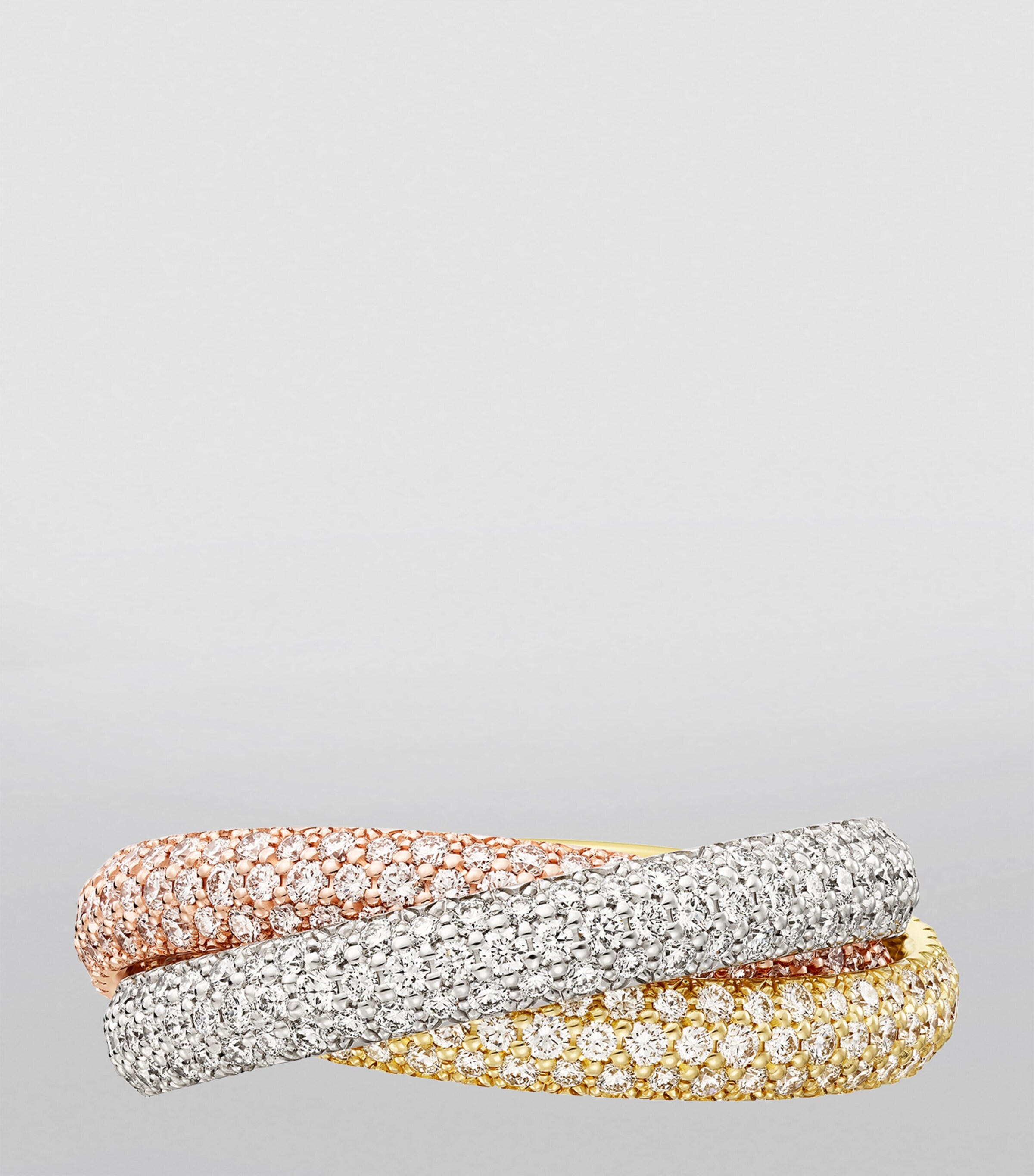 Medium White, Yellow, Rose Gold and Diamond Trinity Ring MIXED GOLD Image 3