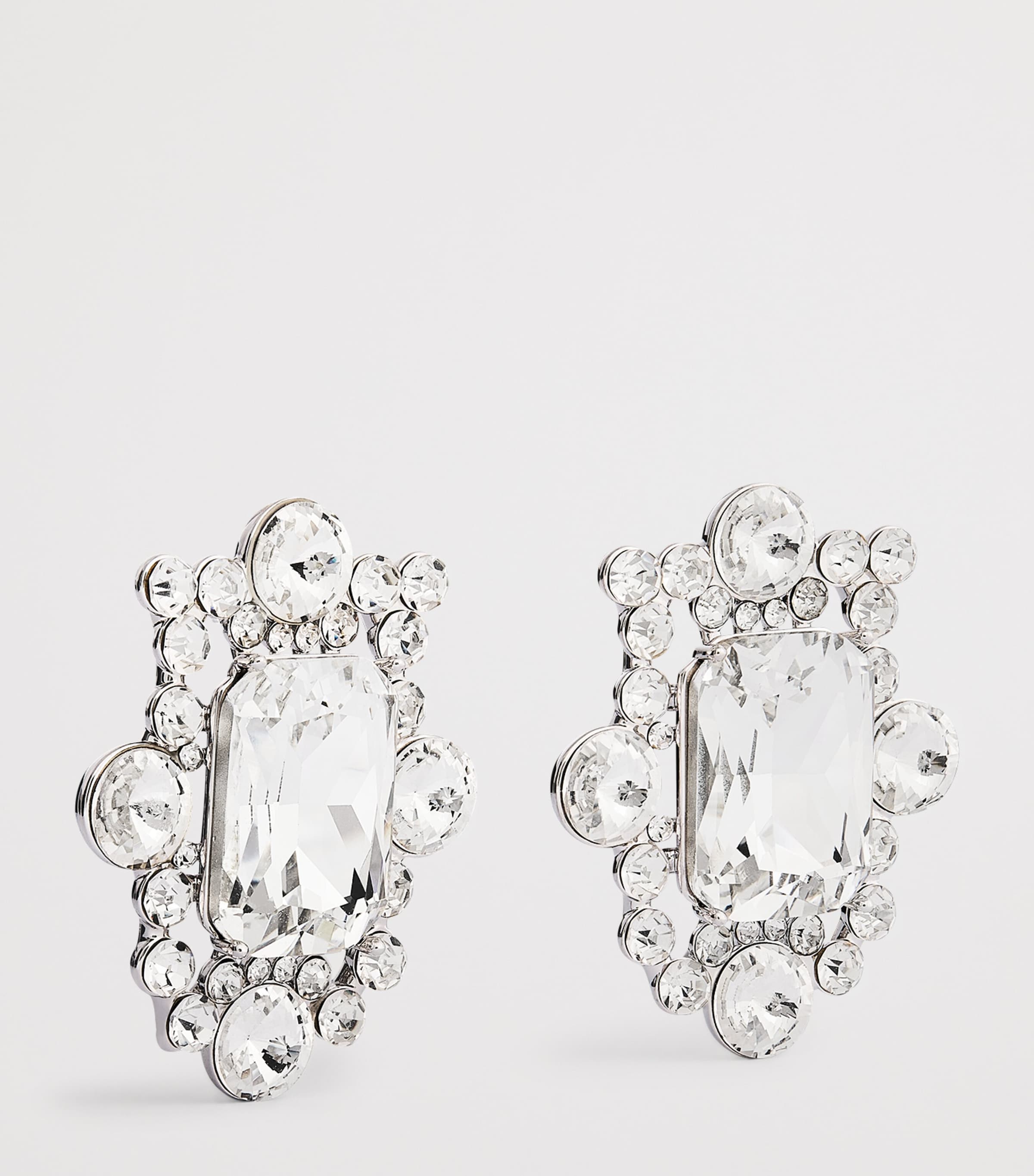 Self-Portrait Crystal Cluster Drop Earrings Silver Image 3