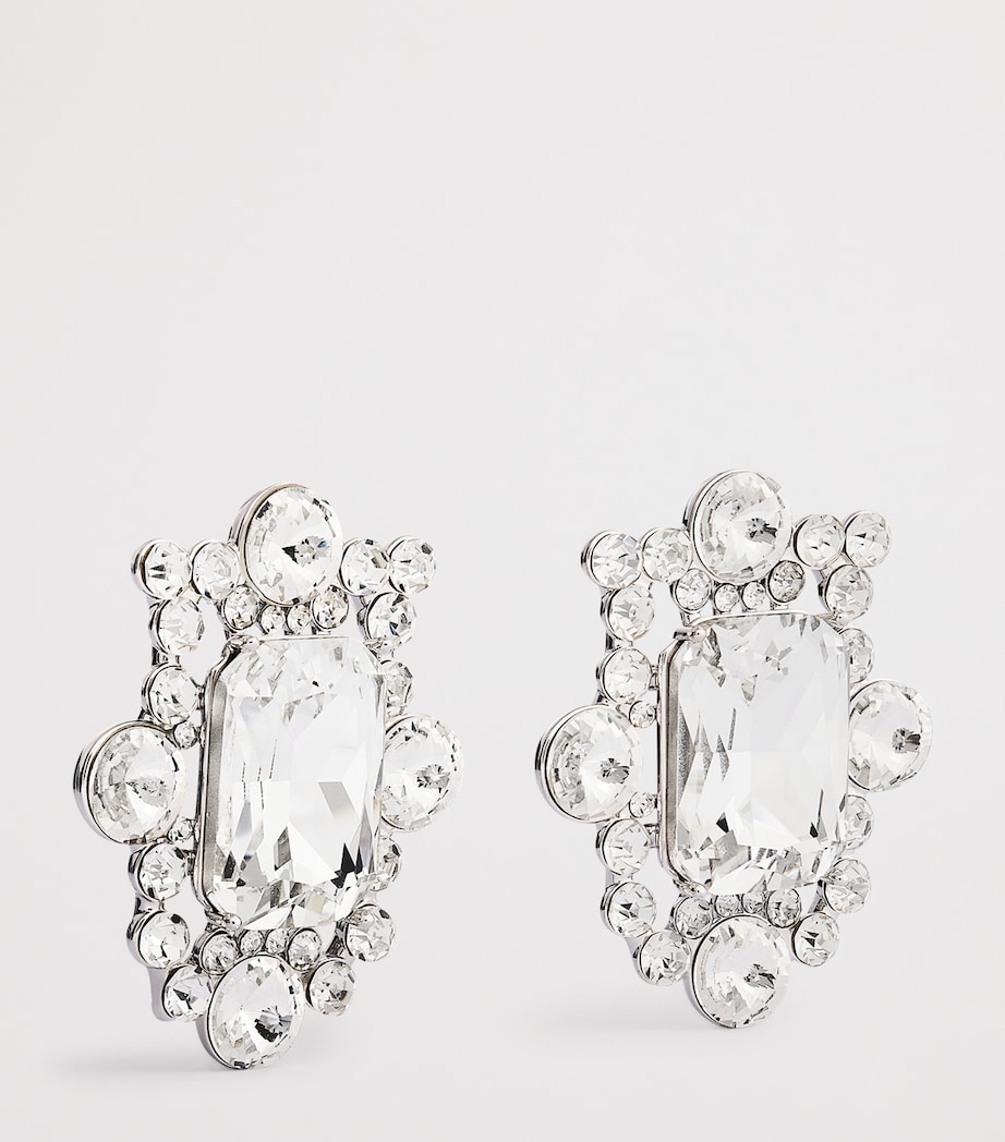 Self-Portrait Crystal Cluster Drop Earrings Silver Image 3