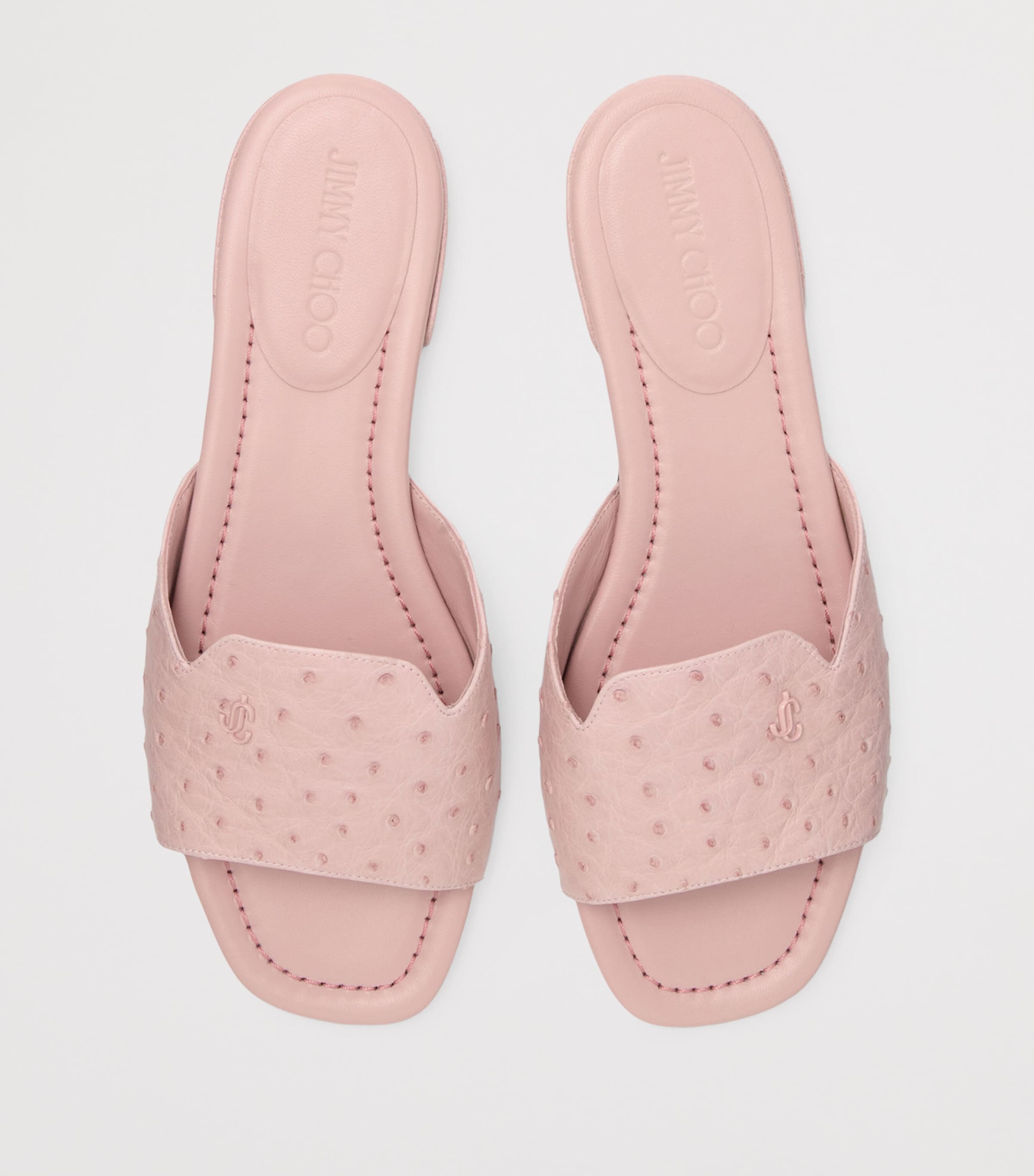 Ostrich Leather Dina Sandals ROSE Image 2