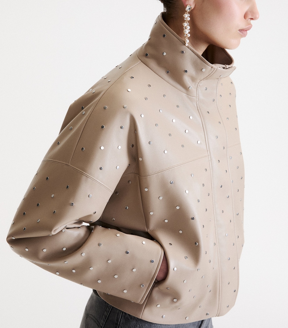 Marella Womens Faux Leather Studded Jacket Turtledove Image 5