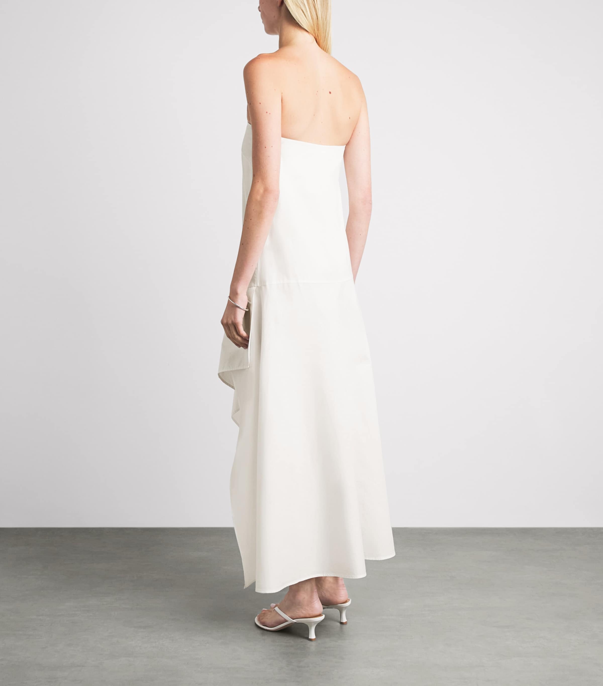 St. Agni Womens Organic Cotton Oxford Midi Dress White Image 4