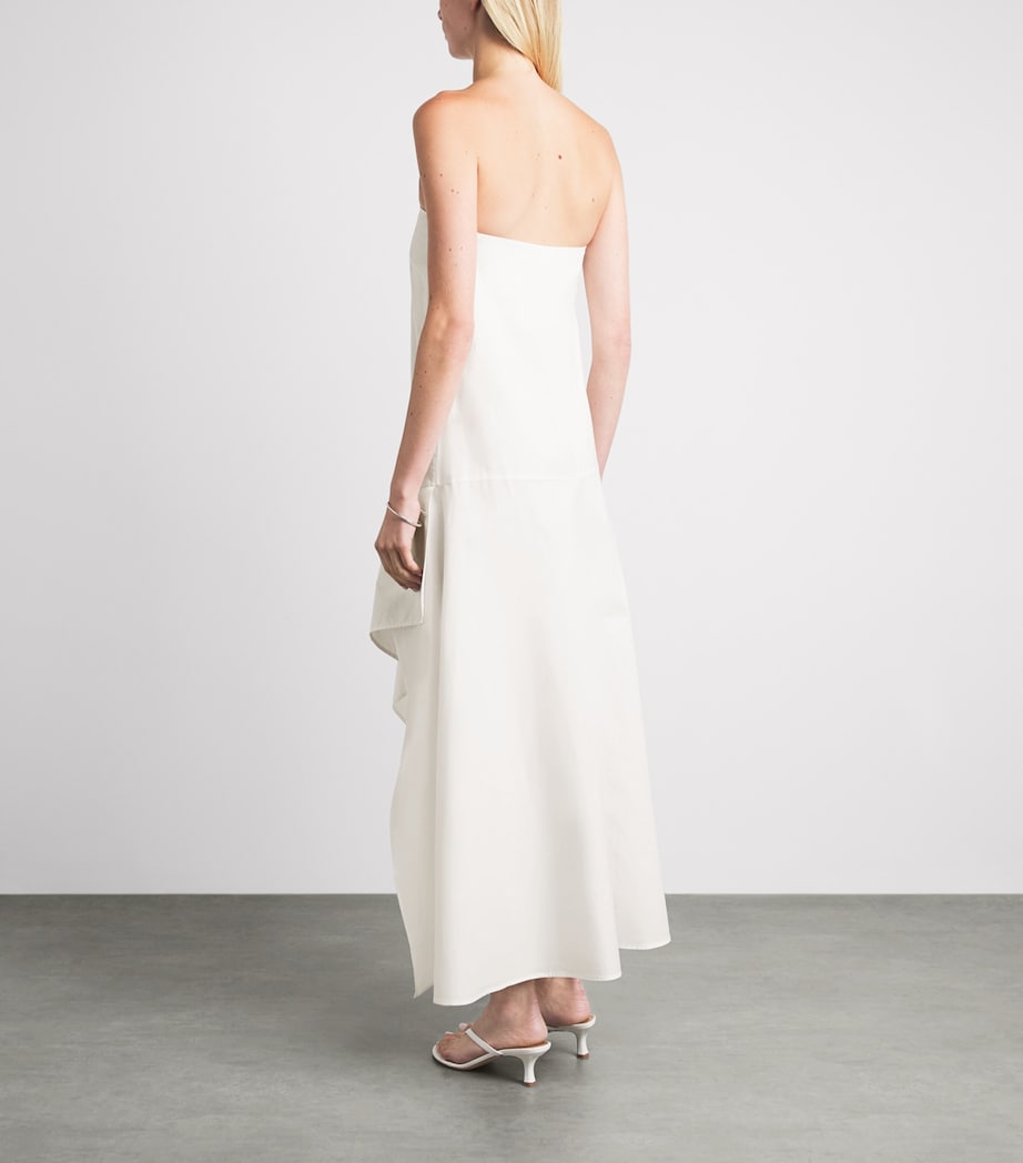 St. Agni Womens Organic Cotton Oxford Midi Dress White Image 4