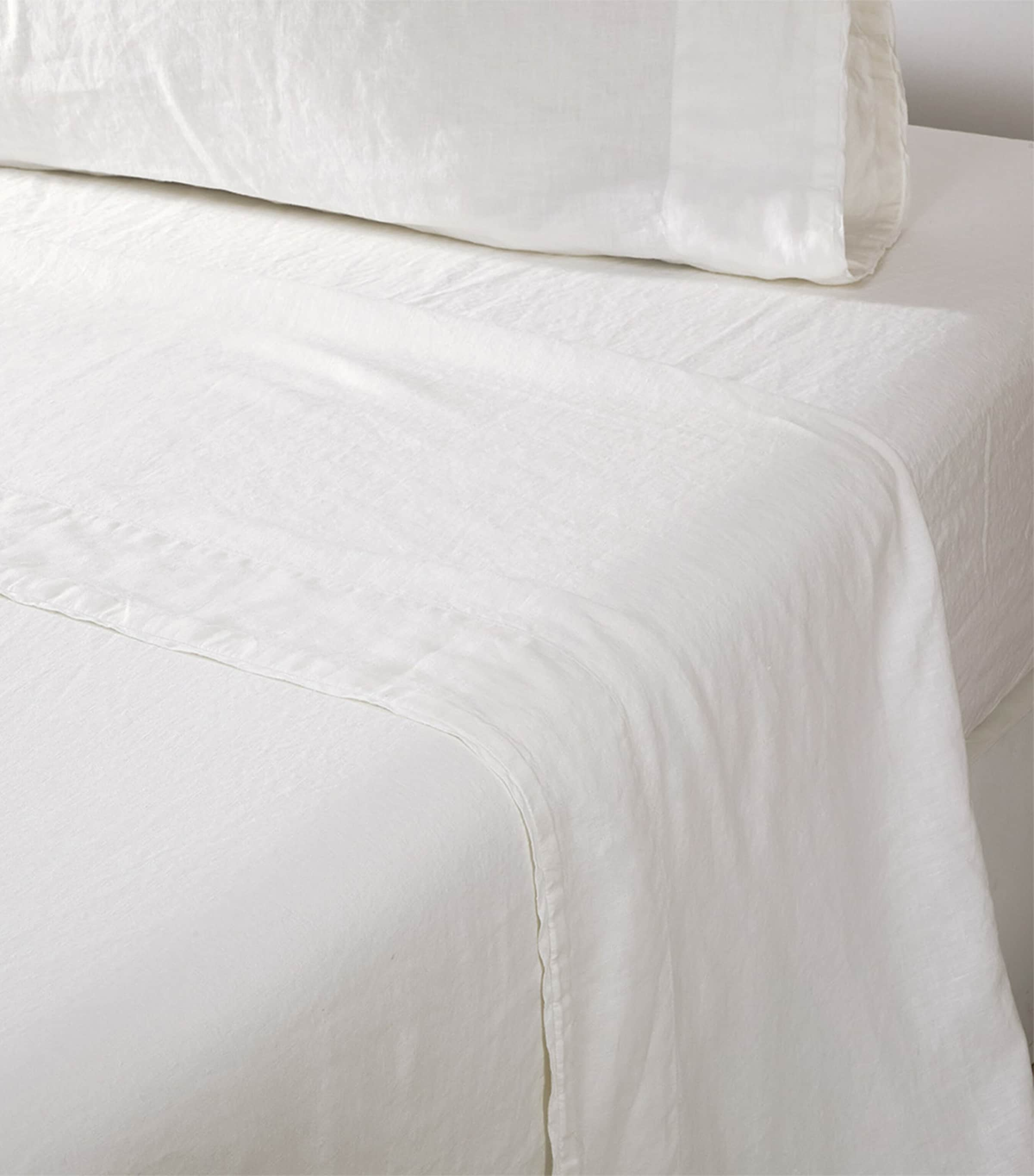 Shop Ralph Lauren Linen Double Flat Sheet In Ivory