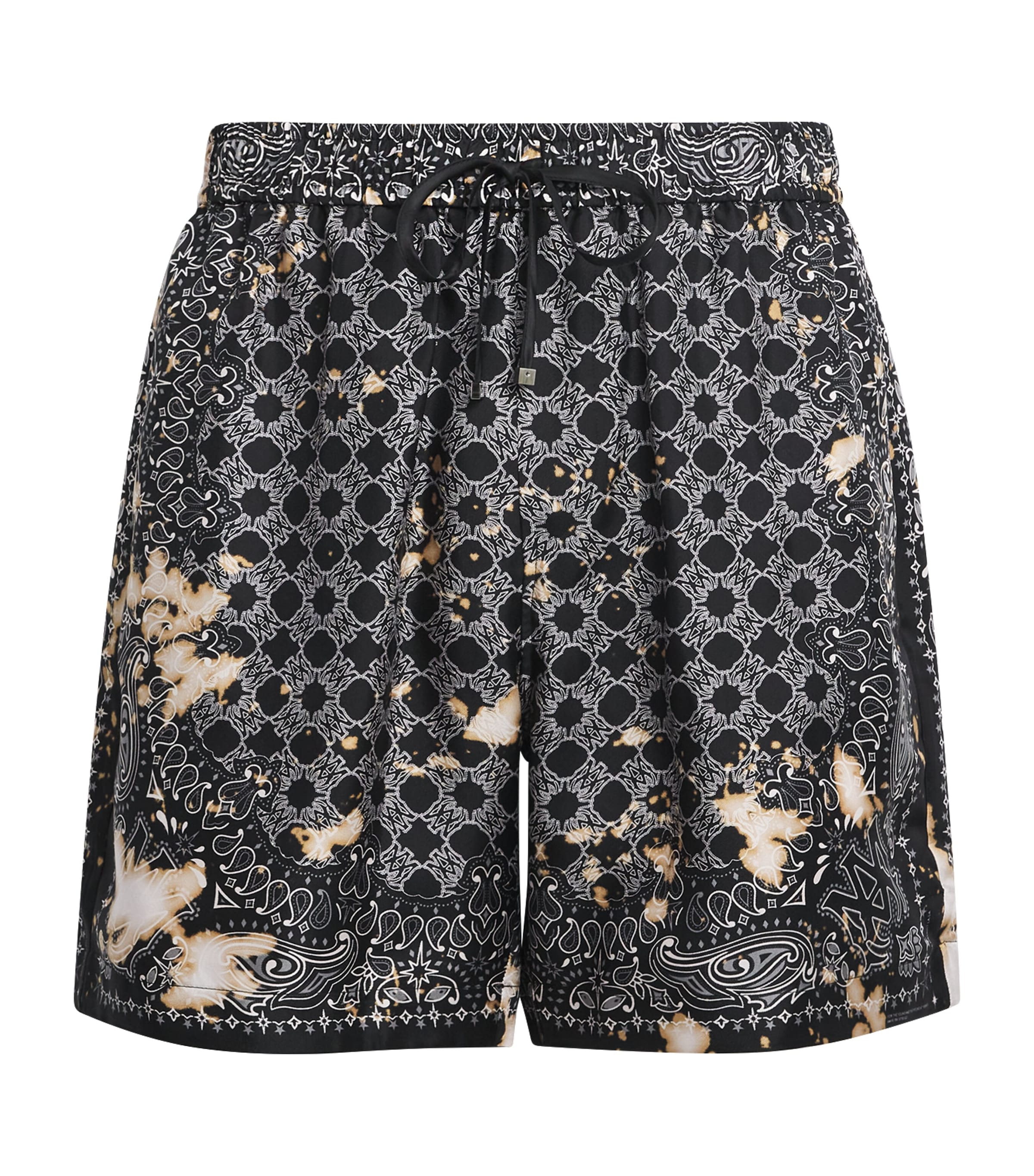 Amiri Silk Bermudas With Pattern And Adjustable Waistband In Black