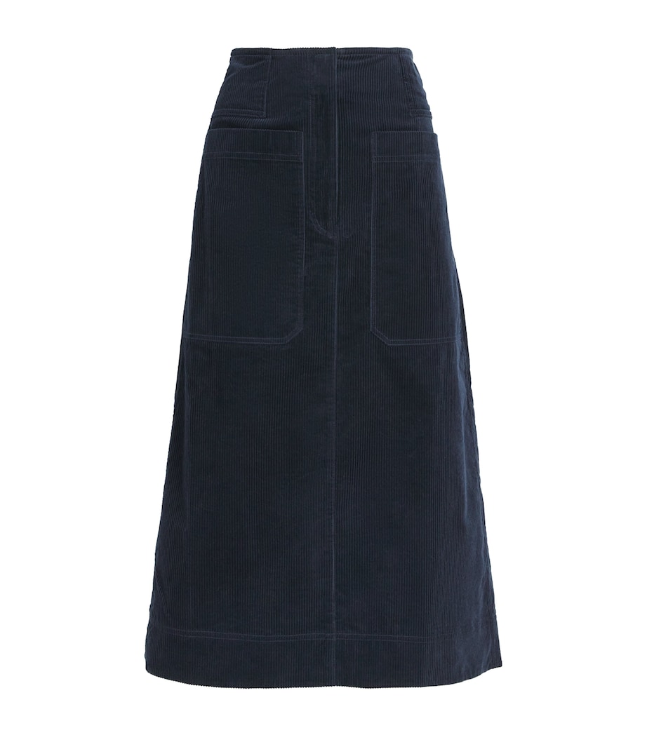 Stretch-Cotton Corduroy Midi Skirt NAVY Image 1