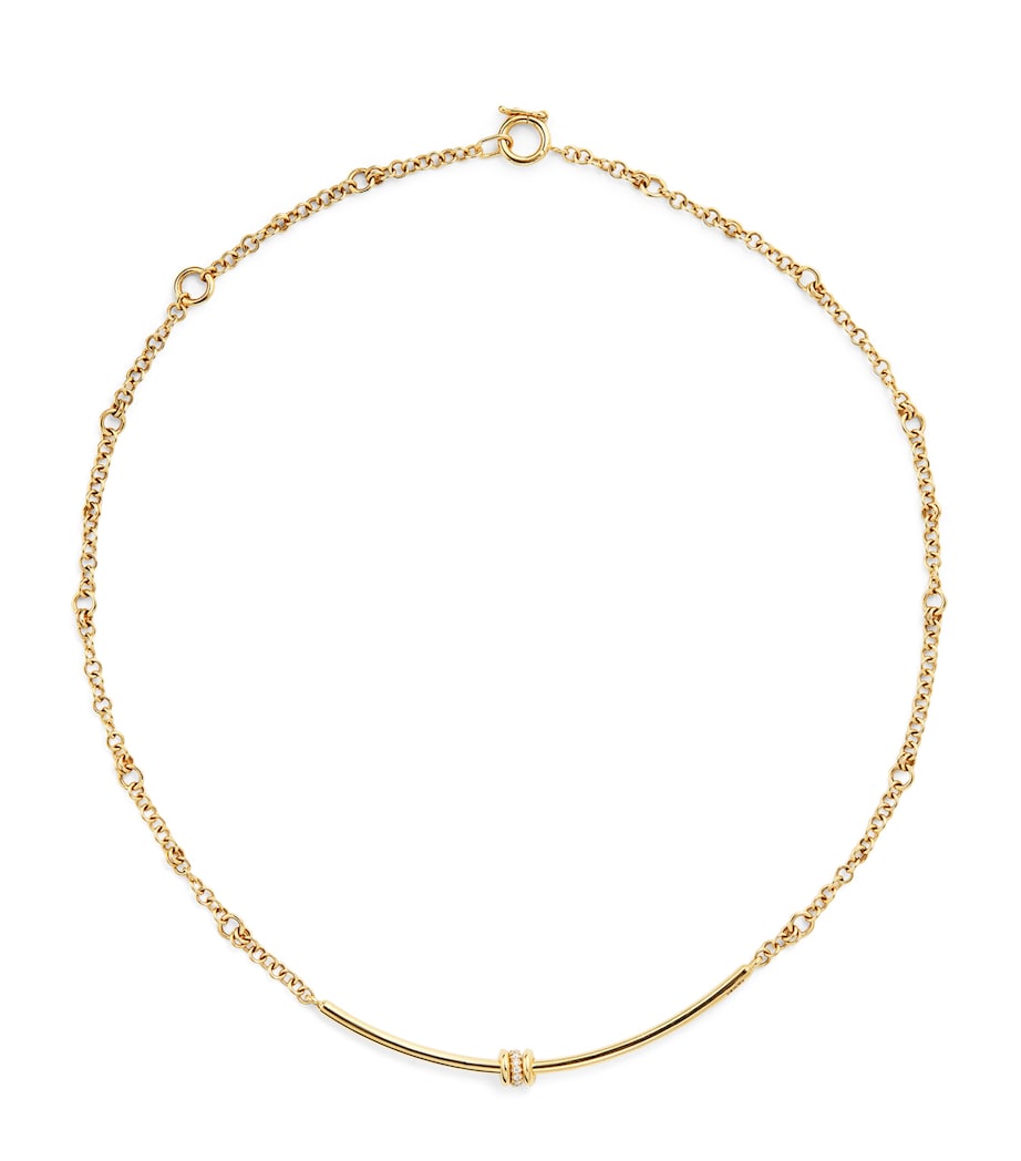 Yellow Gold and Diamond Arc Gravity Chain Necklace YELLOW GOLD Image 1