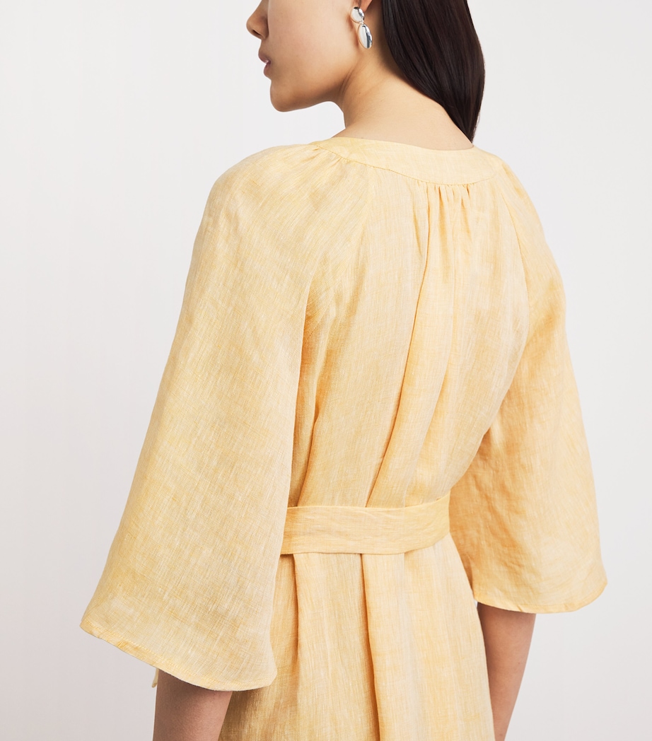 Eres Womens Linen Audacieuse Wrap Midi Dress Orge Image 5