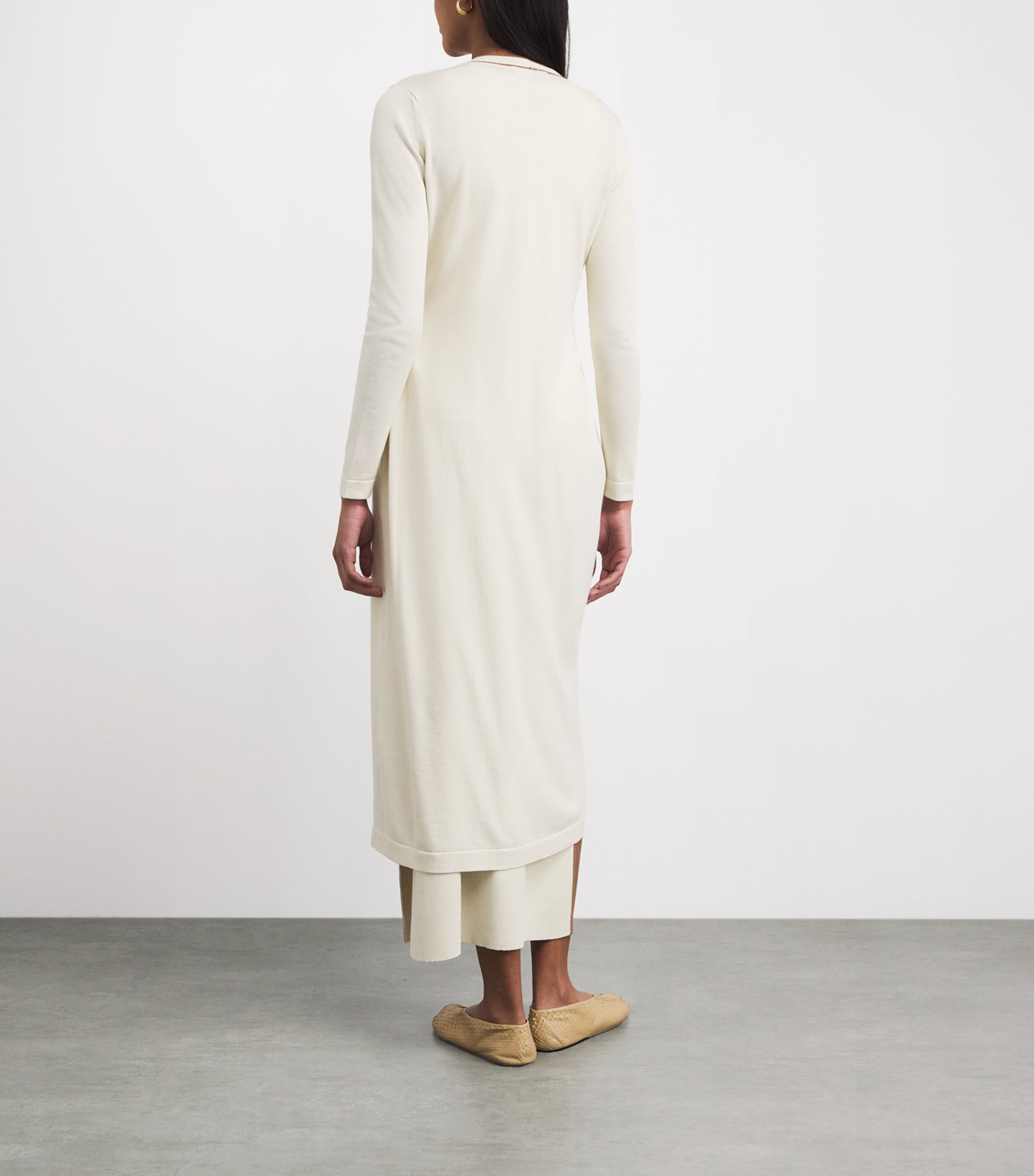 Fabiana Filippi Womens Organic Cotton Longline Cardigan Burro/vimini Image 5