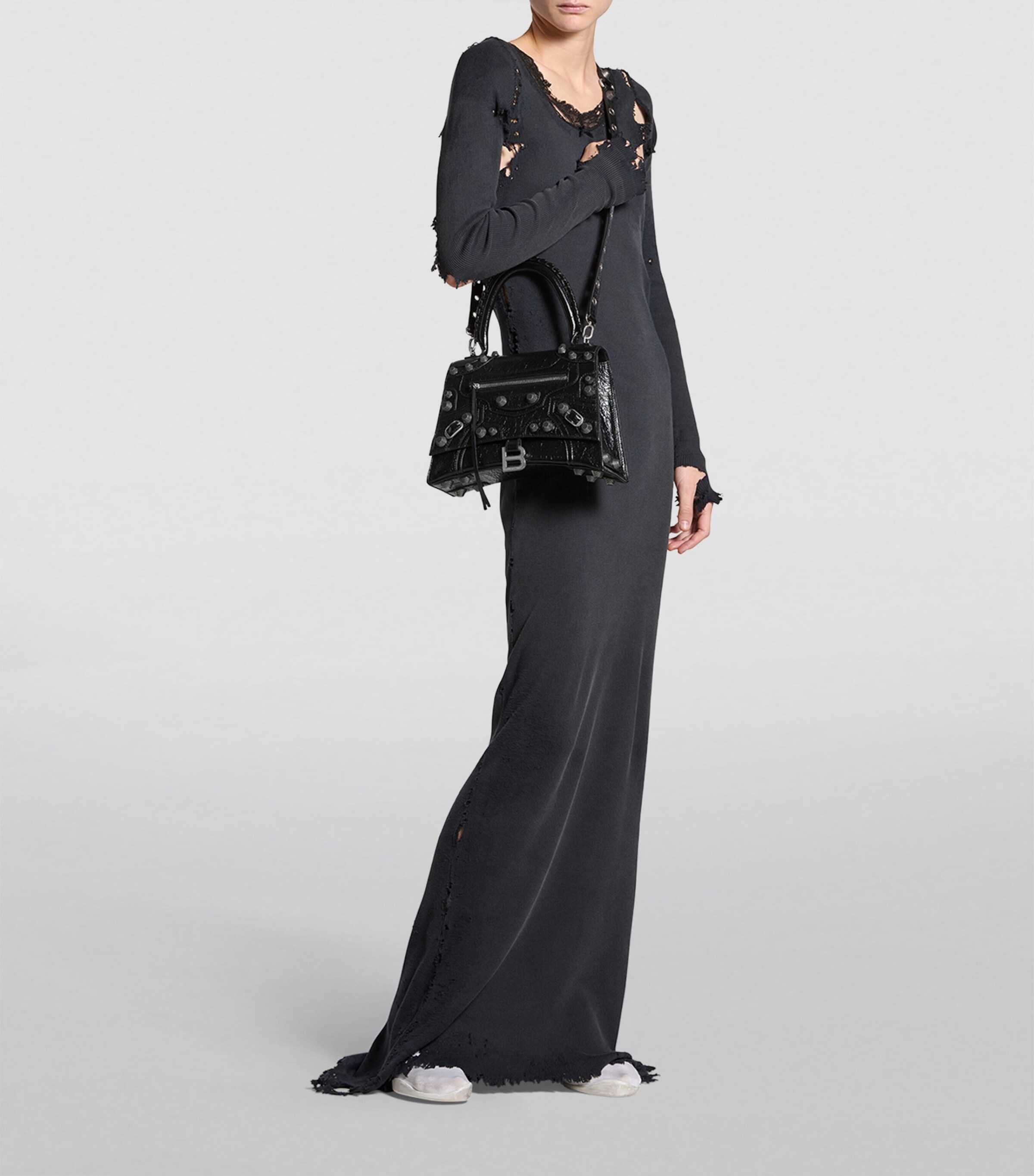 Balenciaga Black Leather Hourglass x Le Cagole Top-Handle