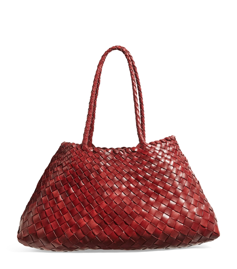 Large Leather Woven Santa Croce Tote Bag BORDO Image 1