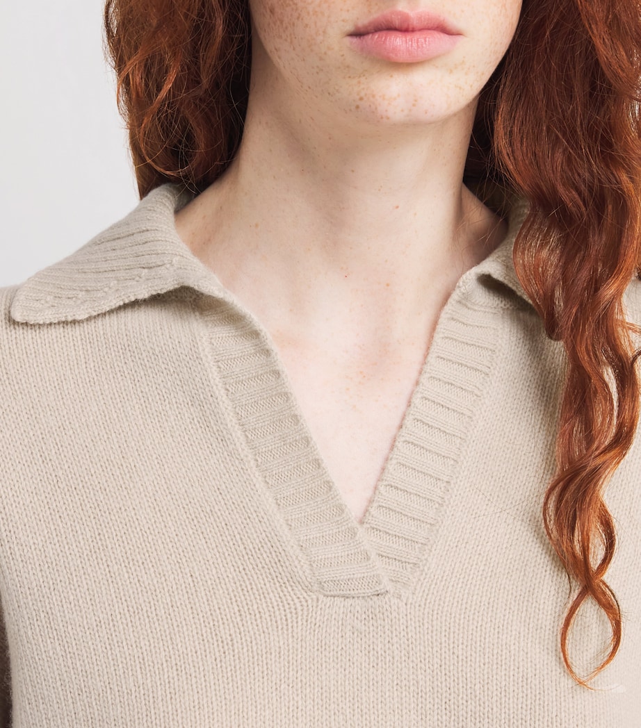 Virgin Wool Open-Collar Sweater BEIGE Image 6