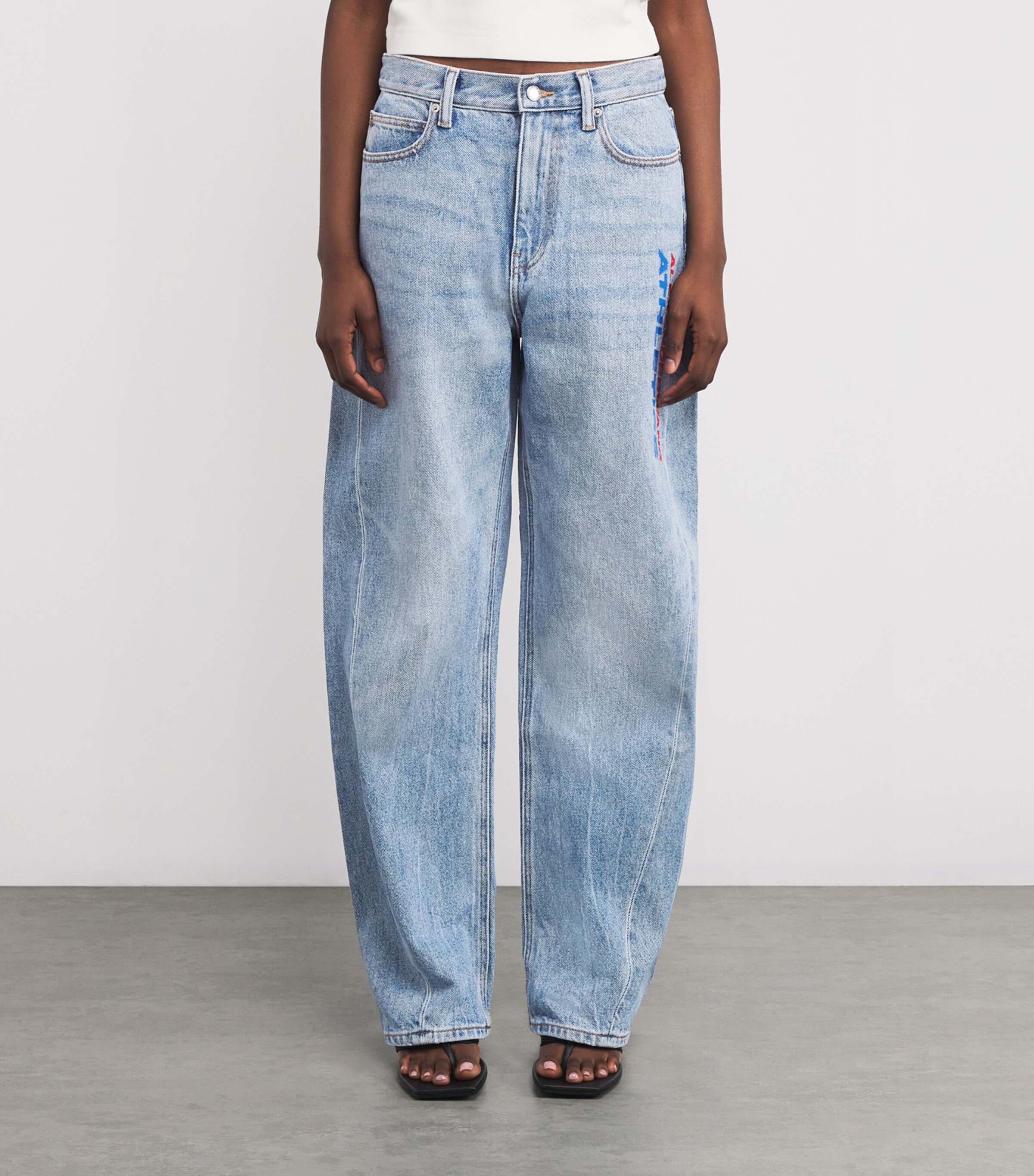 Alexander Wang メッシュバック ワイドレッグジーンズ Alexander Wang Mesh-Back Barrel Wide-Leg Jeans | Harrods US