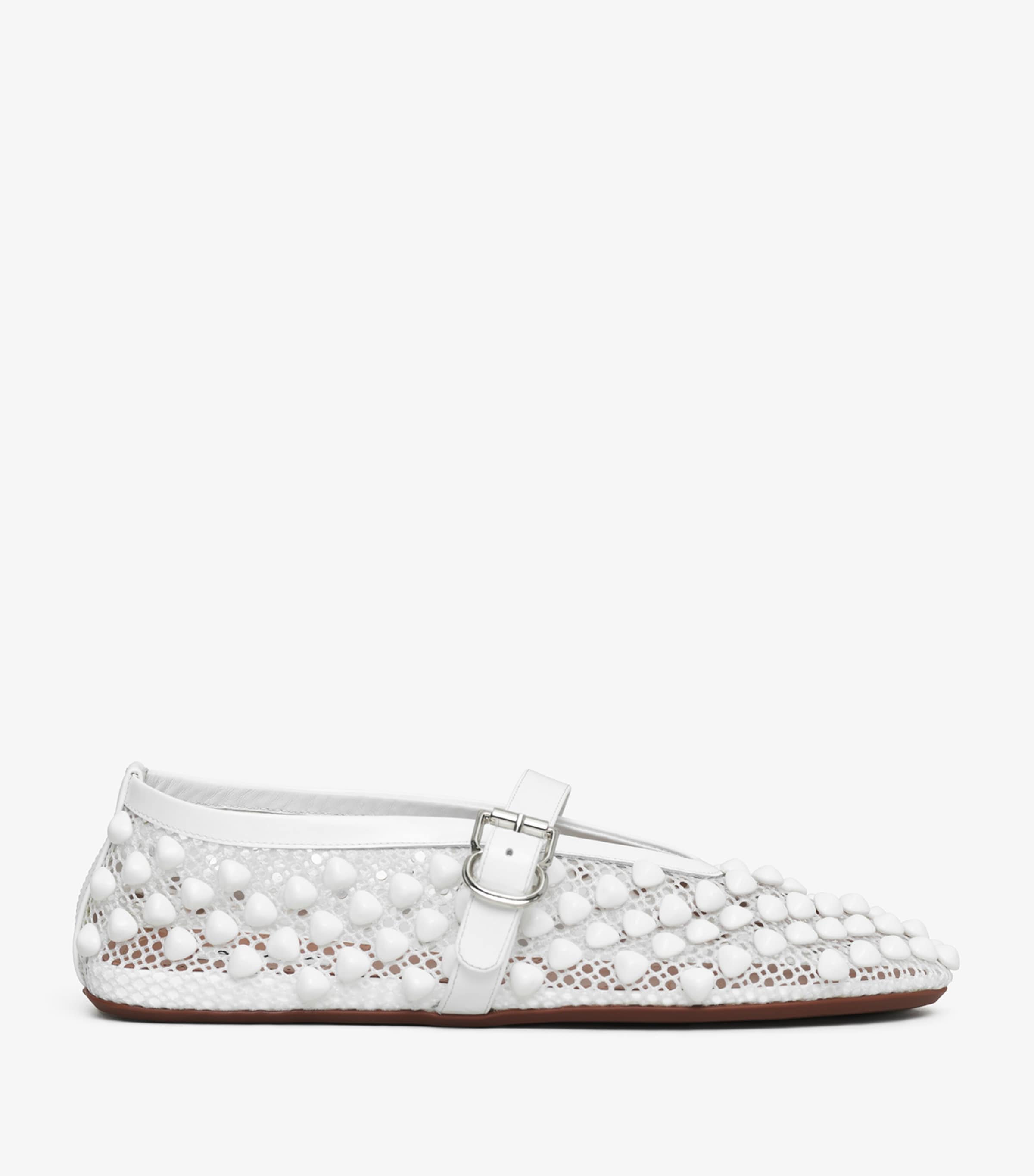 Alaïa Embellished Ballet Flats In White