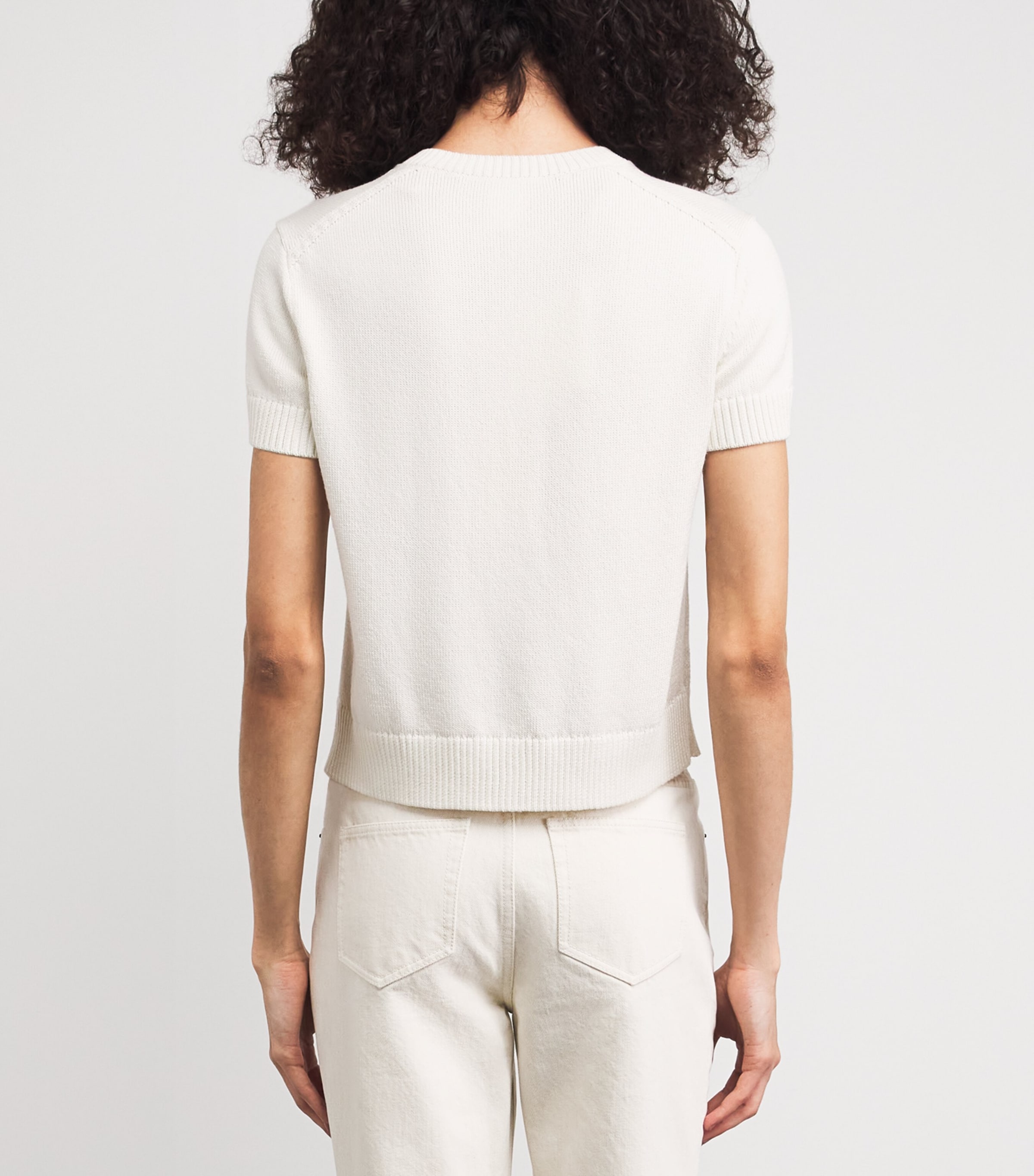 Lafayette 148 Womens Cotton-Silk Short-Sleeve Cardigan Cloud Cloud Image 5