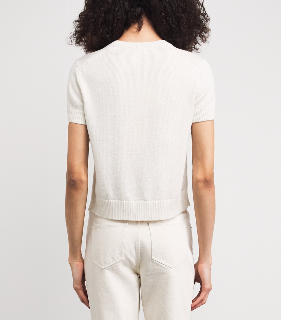 Lafayette 148 Womens Cotton-Silk Short-Sleeve Cardigan Cloud Cloud Image 5