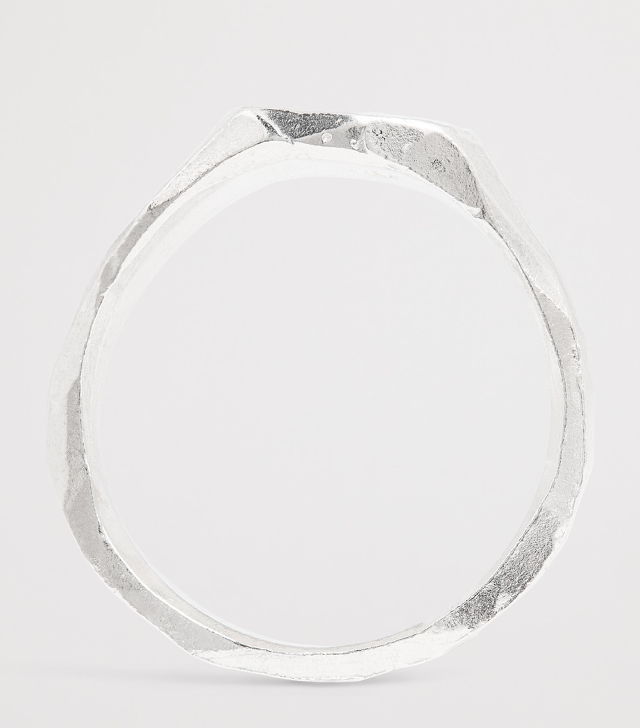 Sterling Silver and Emerald Scatter Signet Ring SILVER Image 3