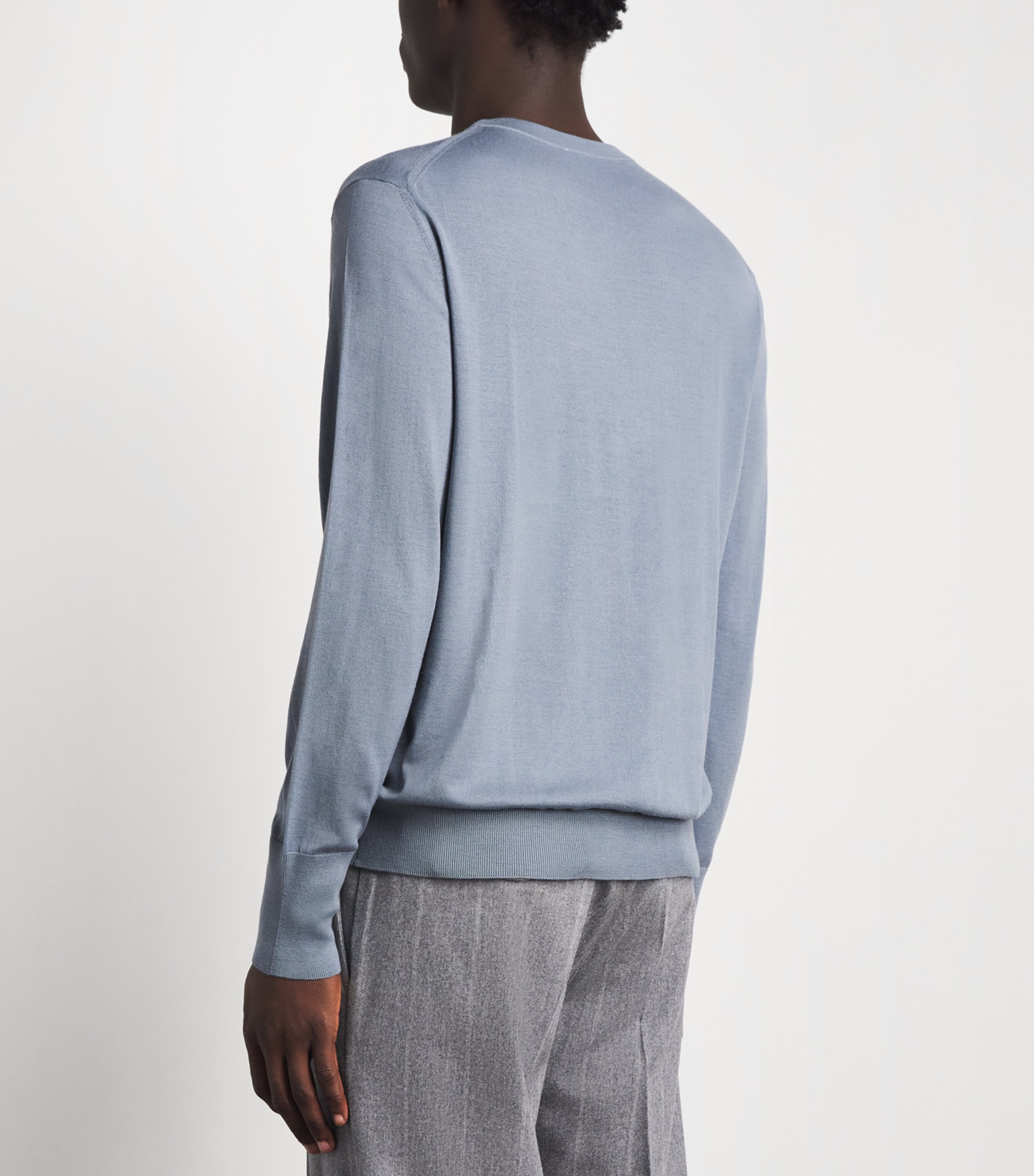 Eleventy Mens Wool Crew-Neck Sweater Azzurro Image 5