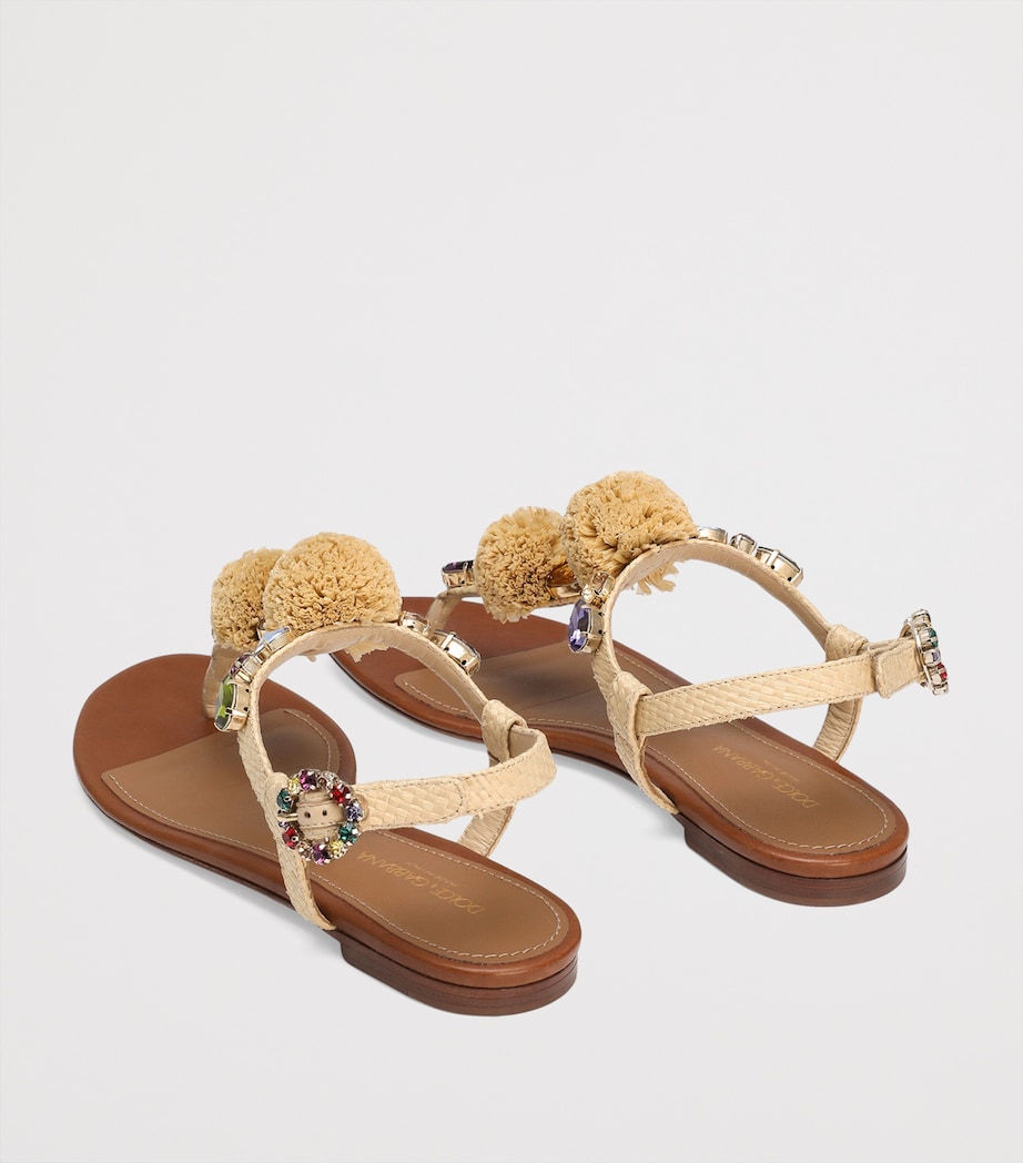 Crochet-Embellished Sandals 8N084-NATURAL/MULTI Image 3