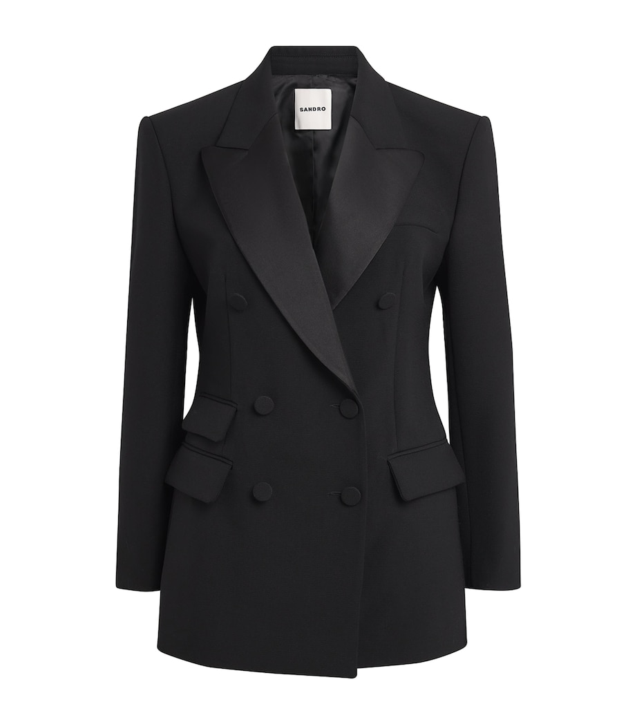 Satin-Collar Blazer BLACK Image 1