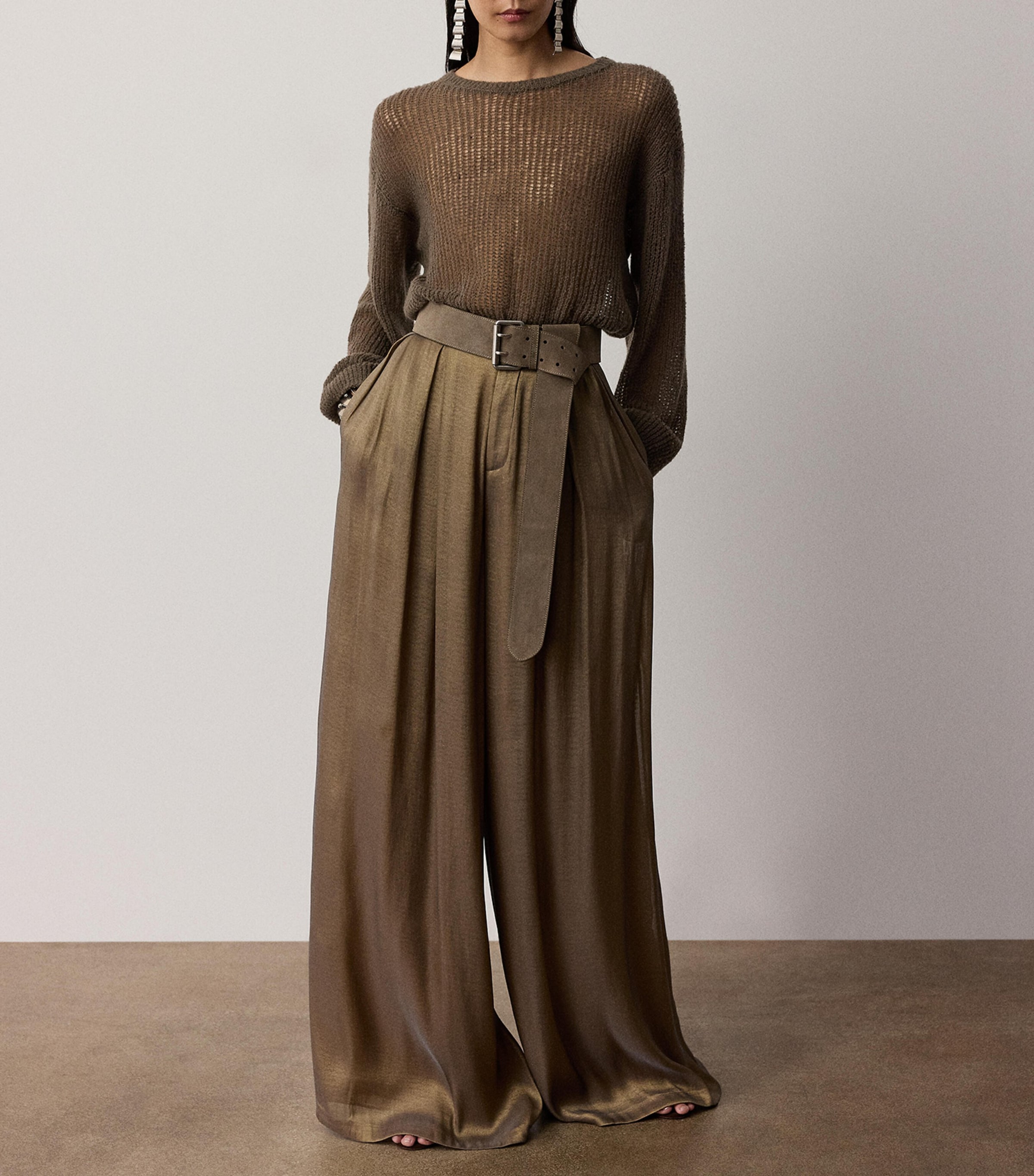 Ralph Lauren Collection Womens Bouclé Cashmere-Blend Boatneck Sweater Portobello Image 2