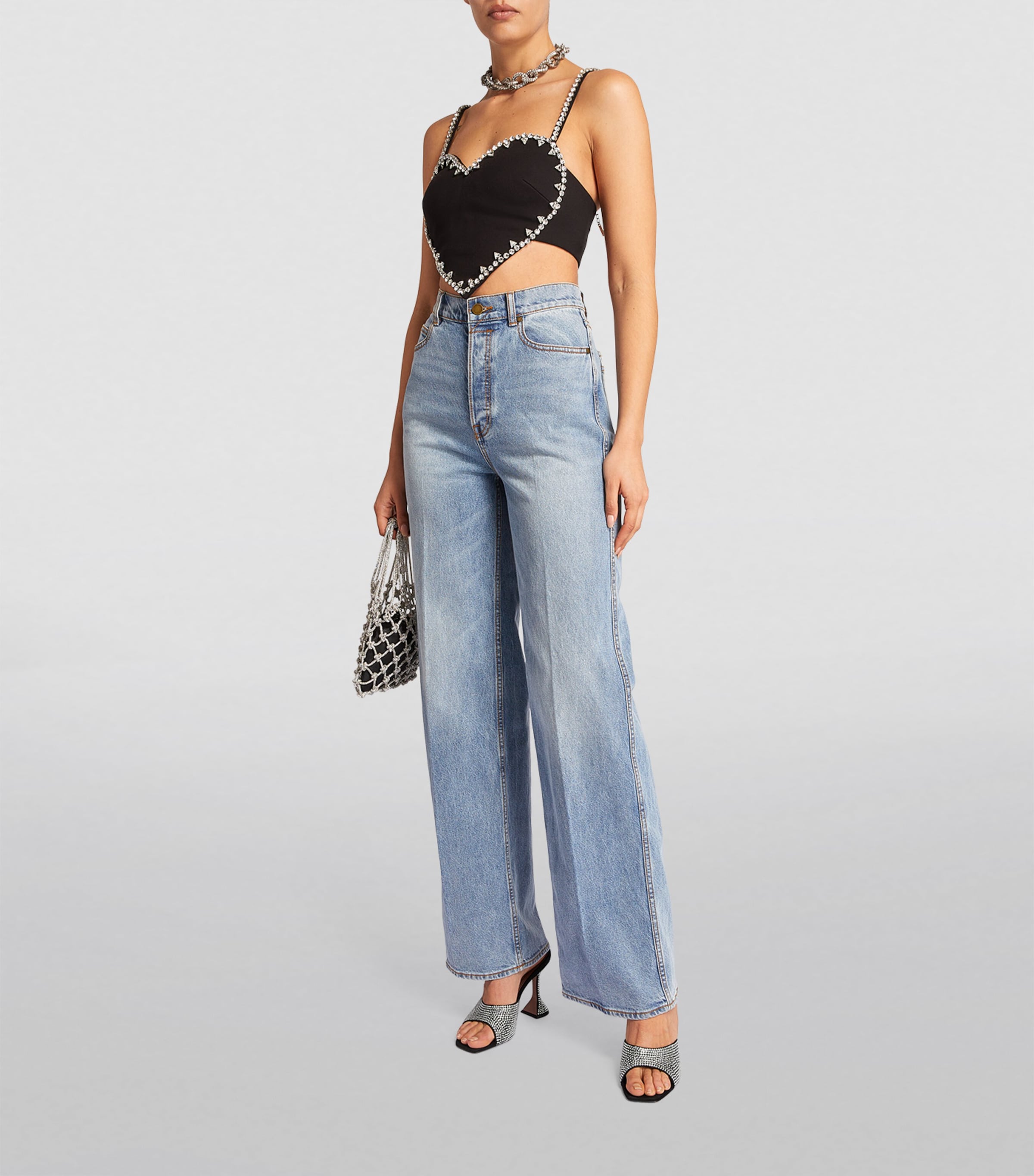 Embellished Leather Lupita Heeled Mules 95 BLACK Image 6