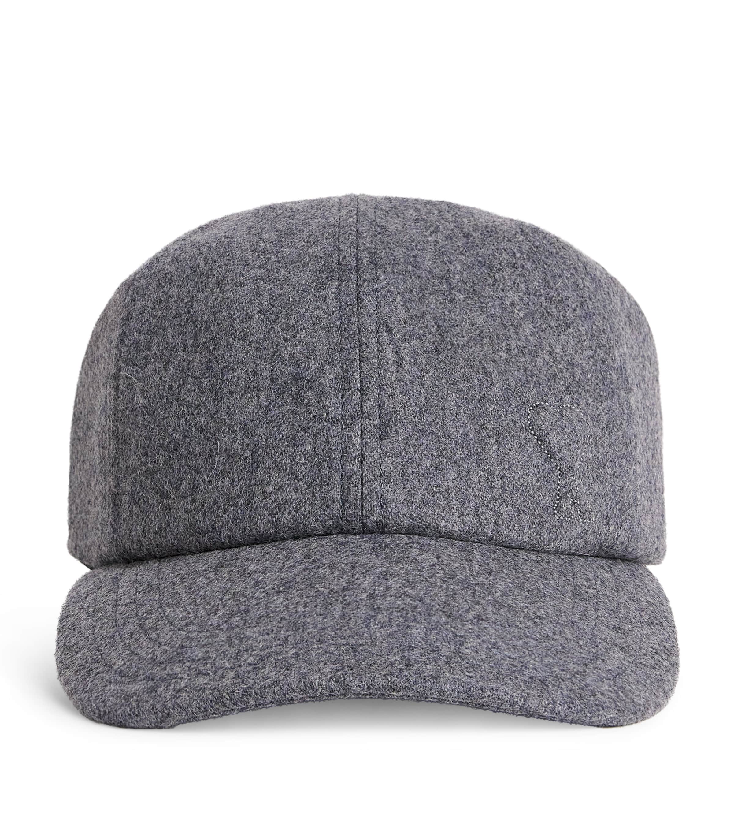 Ami Alexandre Mattiussi Wool Logo Cap In Gray