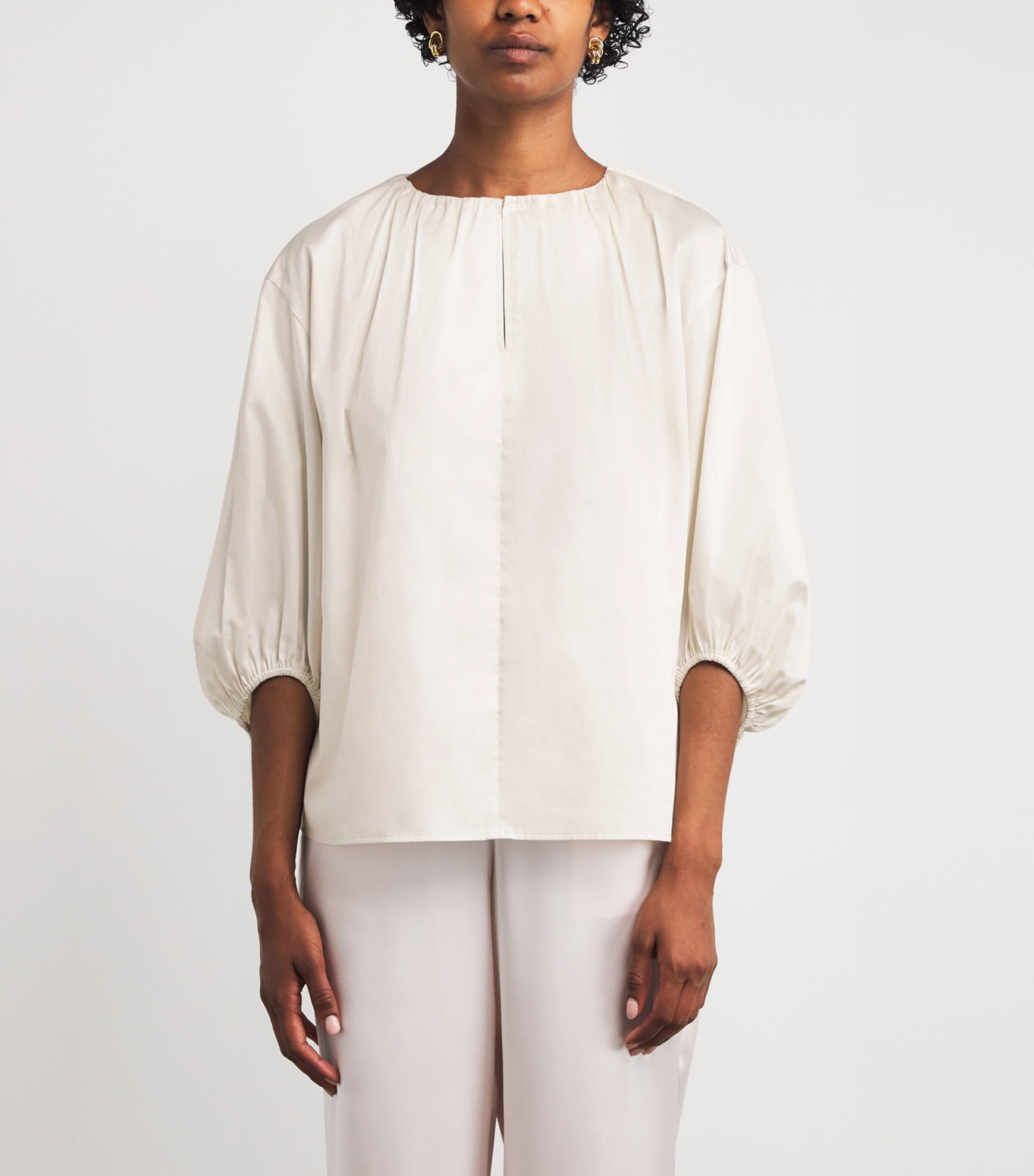 Joseph Womens Cotton Sateen Godin Blouse Ivory Image 3