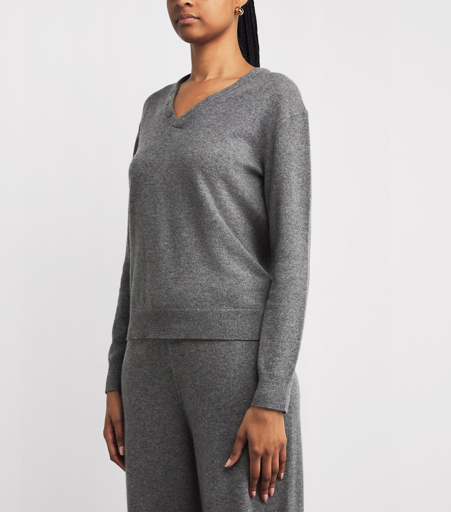 Cashmere V-Neck Sweater QIP-LIGHT CHARCOAL Image 3