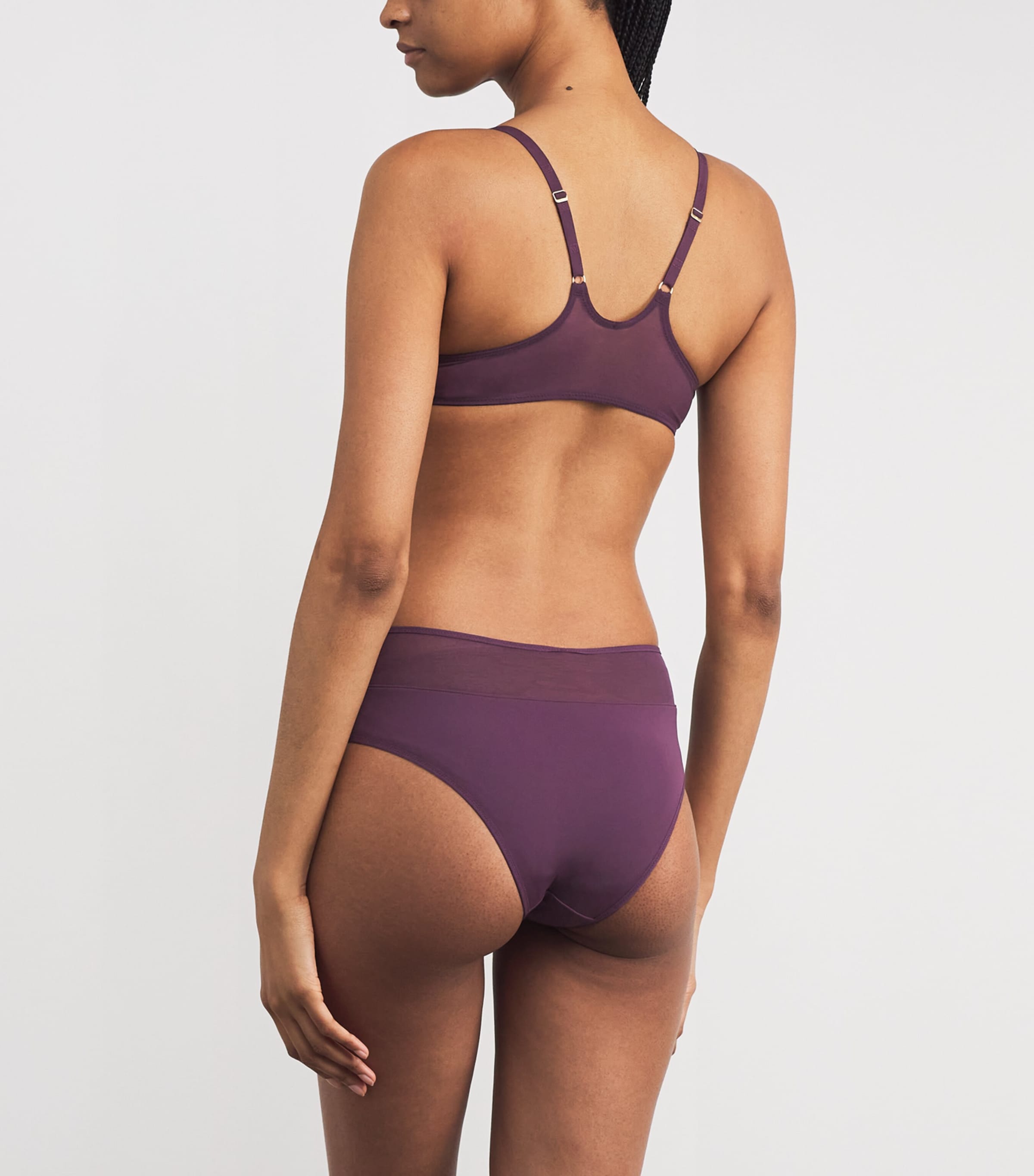 Sheer Opaque High-Rise Briefs 849 AUBERGINE Image 3