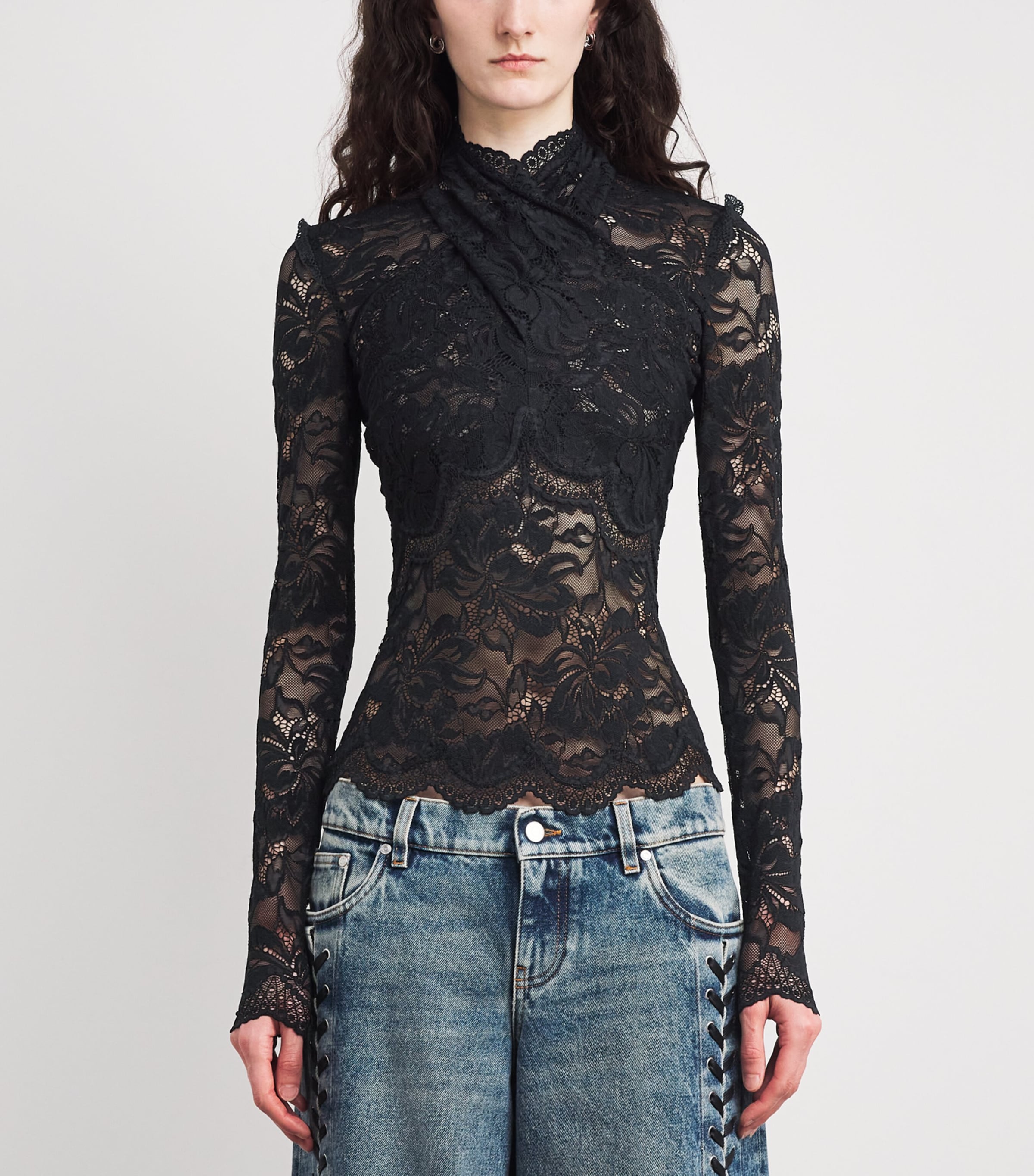 Floral Lace Top P001 BLACK Image 3