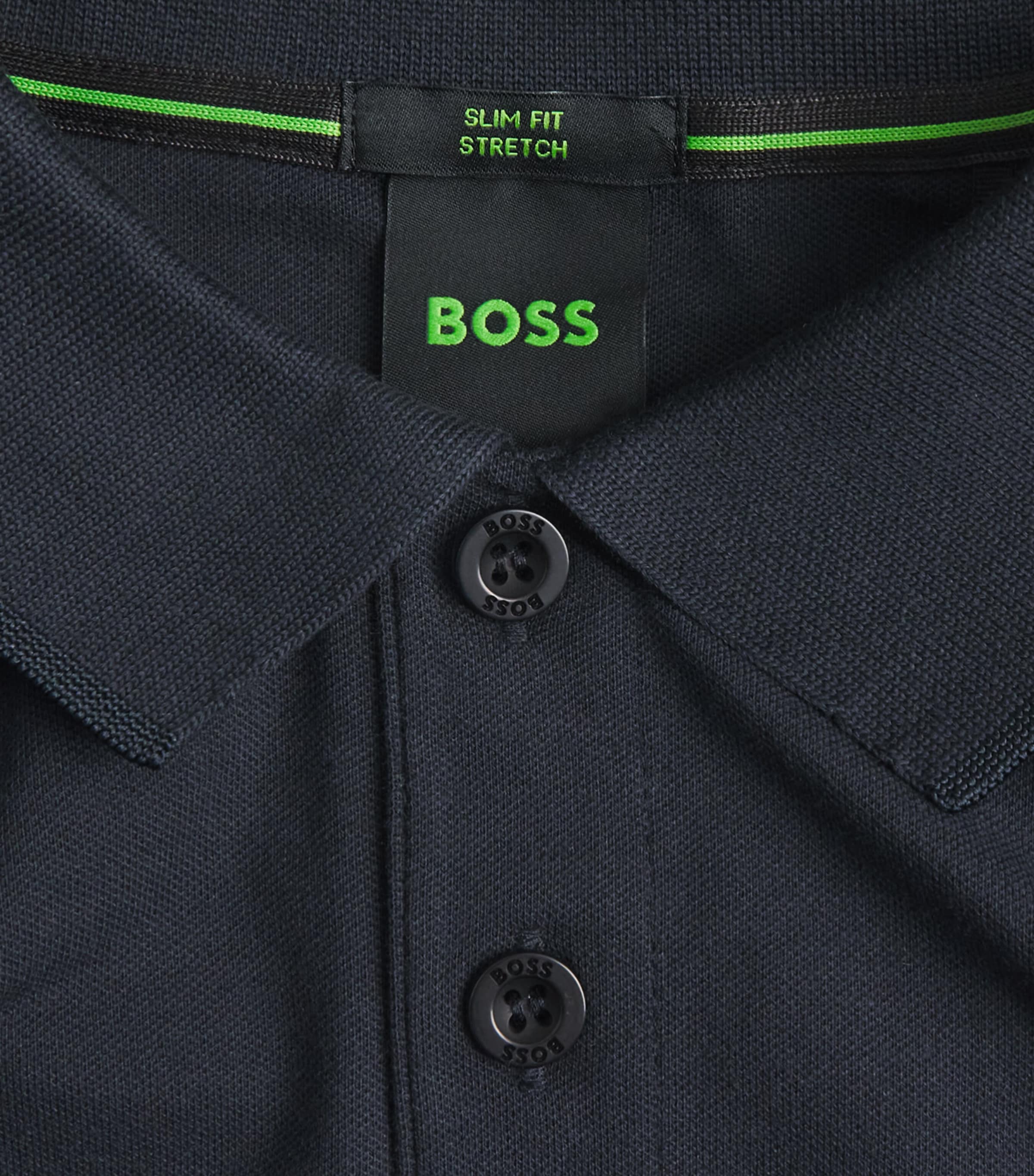 BOSS Mens Stretch-Cotton Logo Polo Shirt Dark Image 6