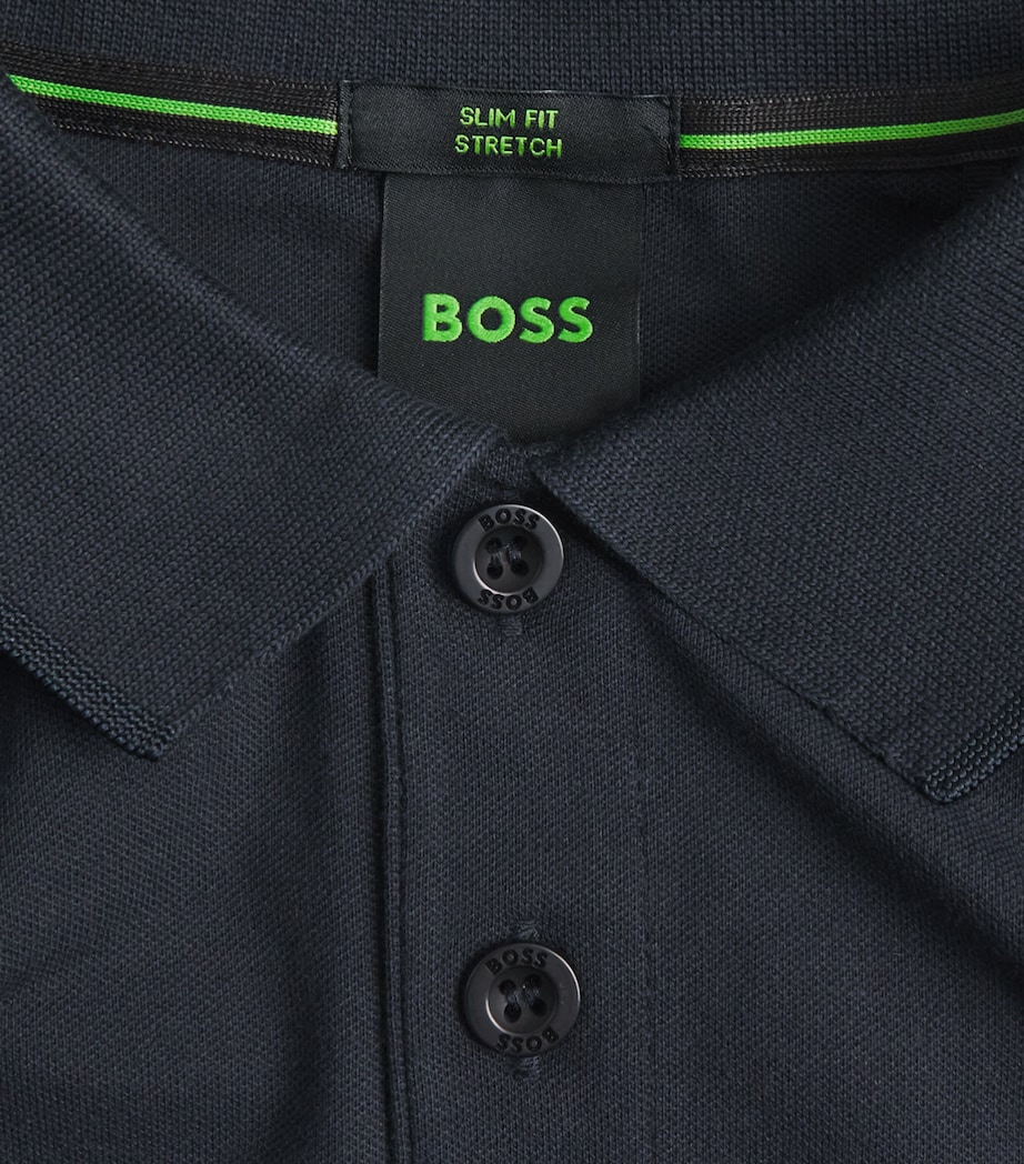 BOSS Mens Stretch-Cotton Logo Polo Shirt Dark Image 6
