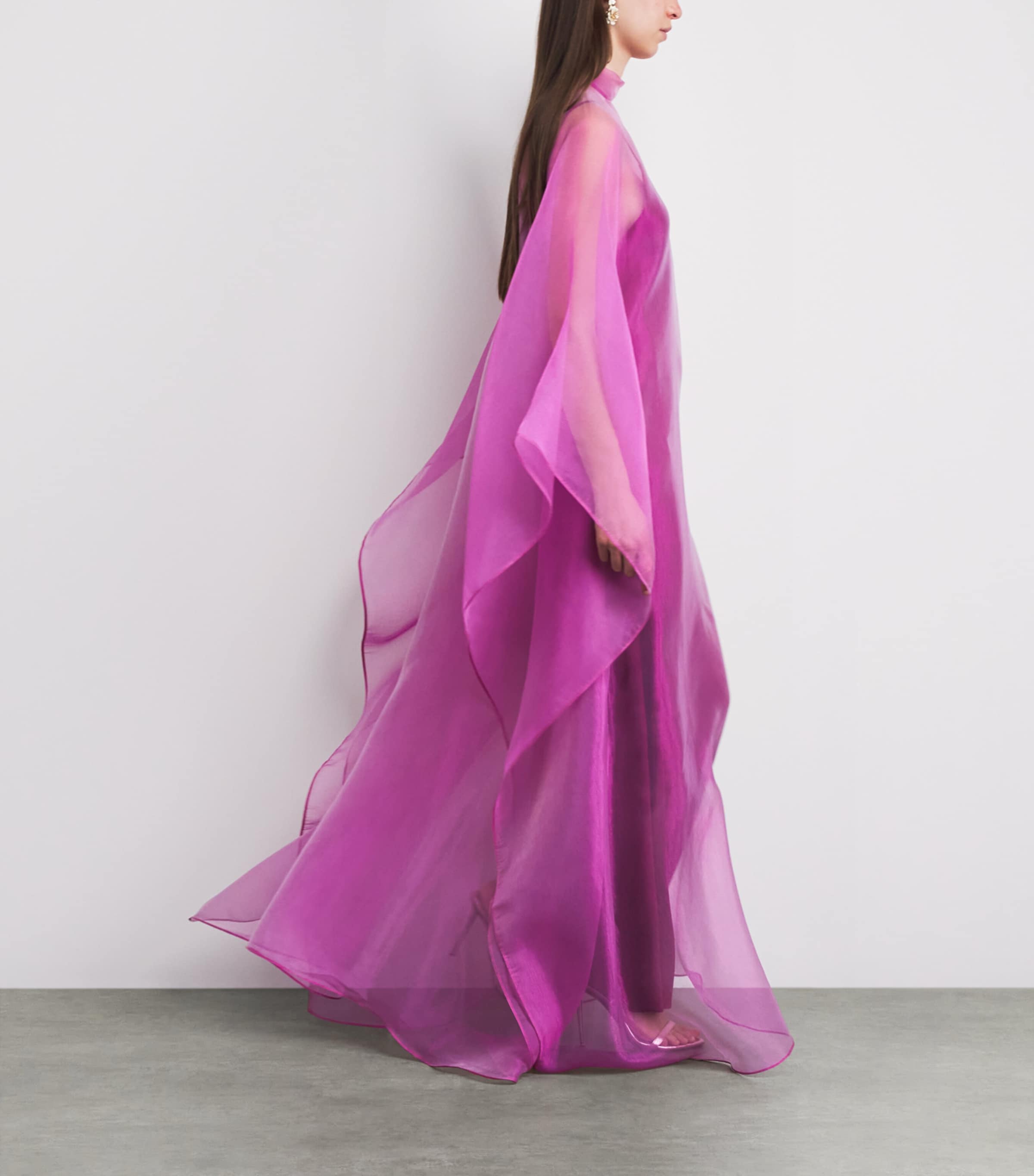 Taller Marmo Womens Organza Sphinx Maxi Kaftan Pomegranate Image 2