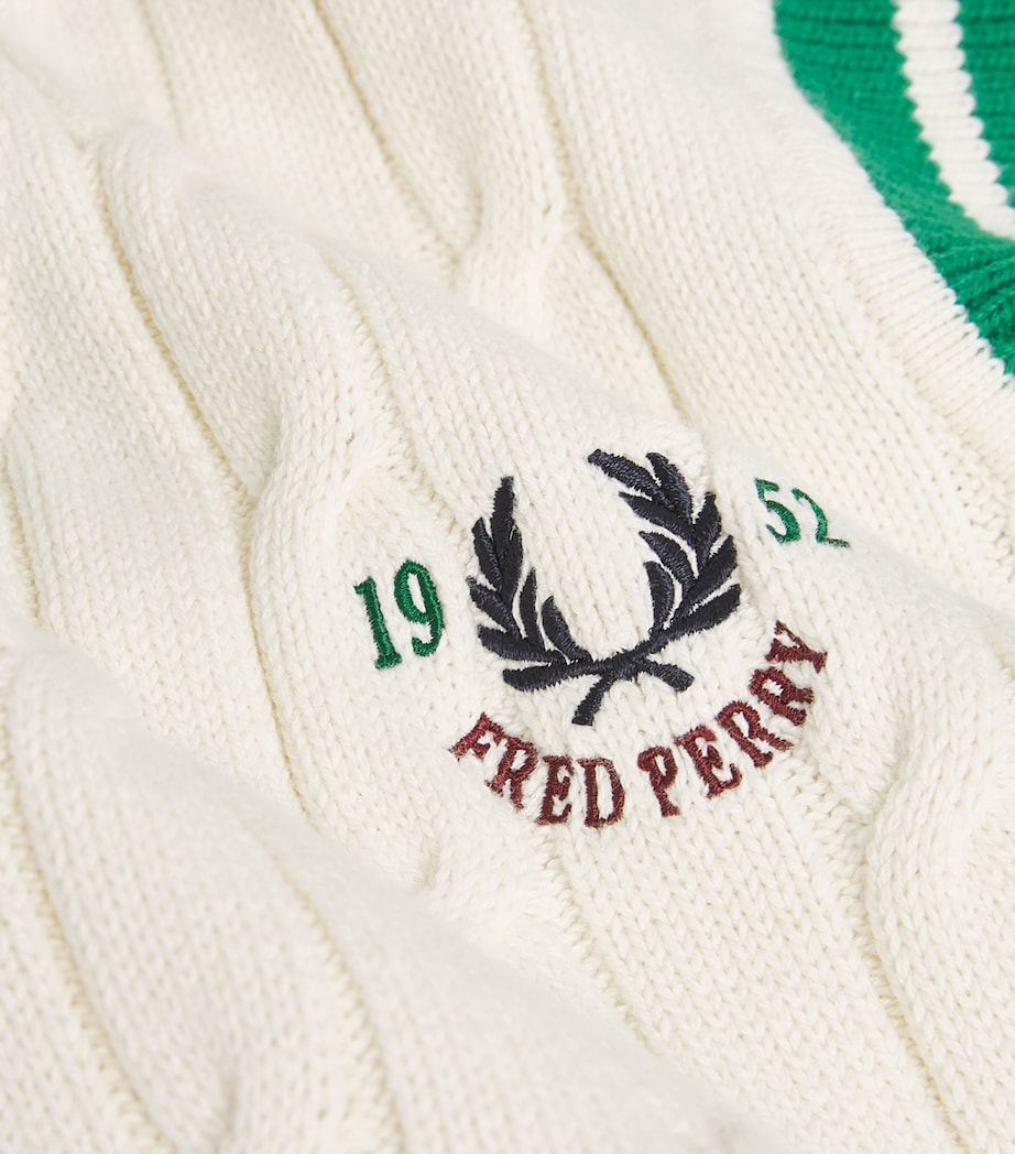 Cotton-Blend Cable-Knit Sweater Vest 560-ECRU Image 5