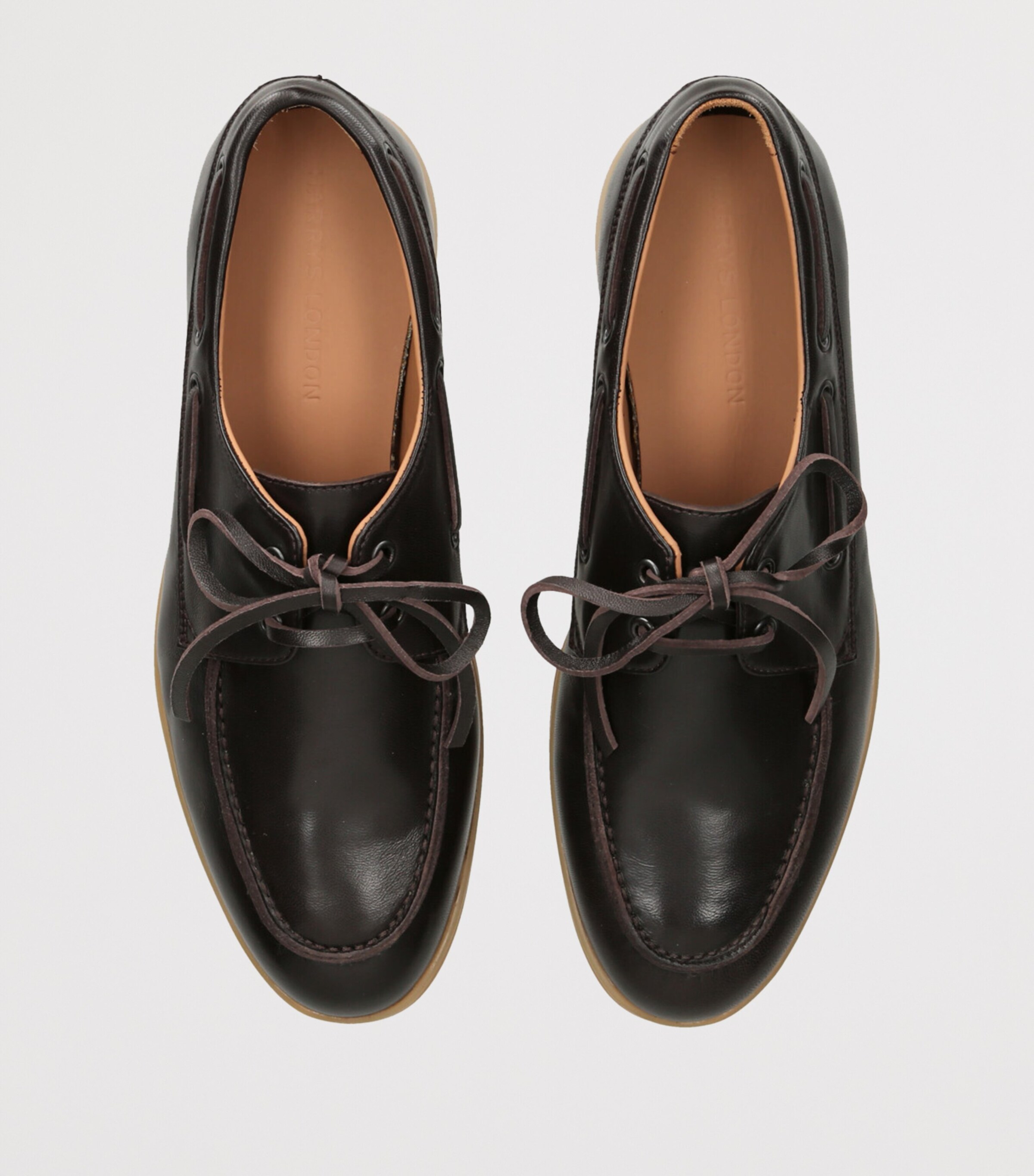 Leather Marina Derby Boat Shoes DARK BROWN Image 4