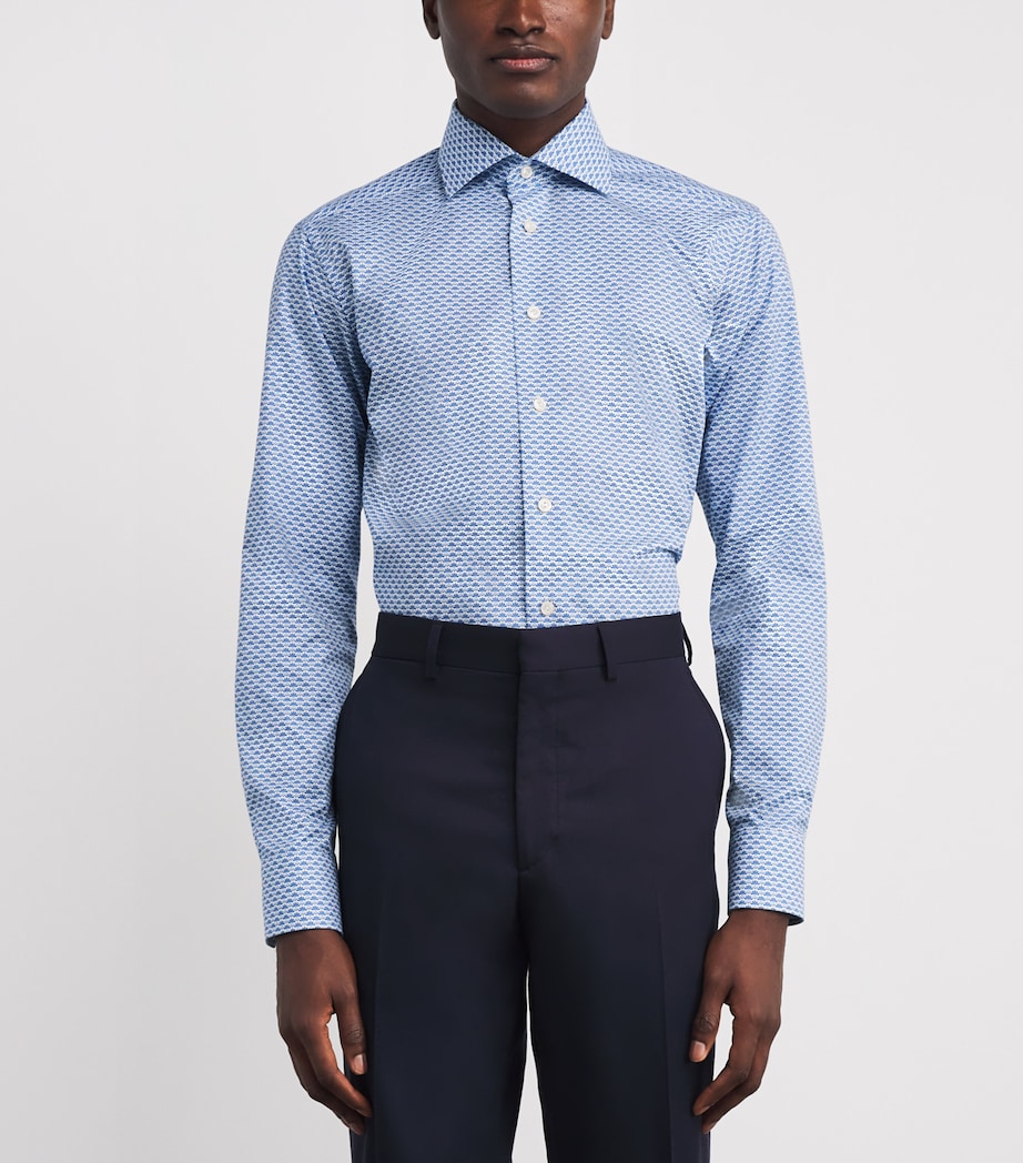 Cotton Twill Print Slim Shirt 26DARK BLUE Image 3