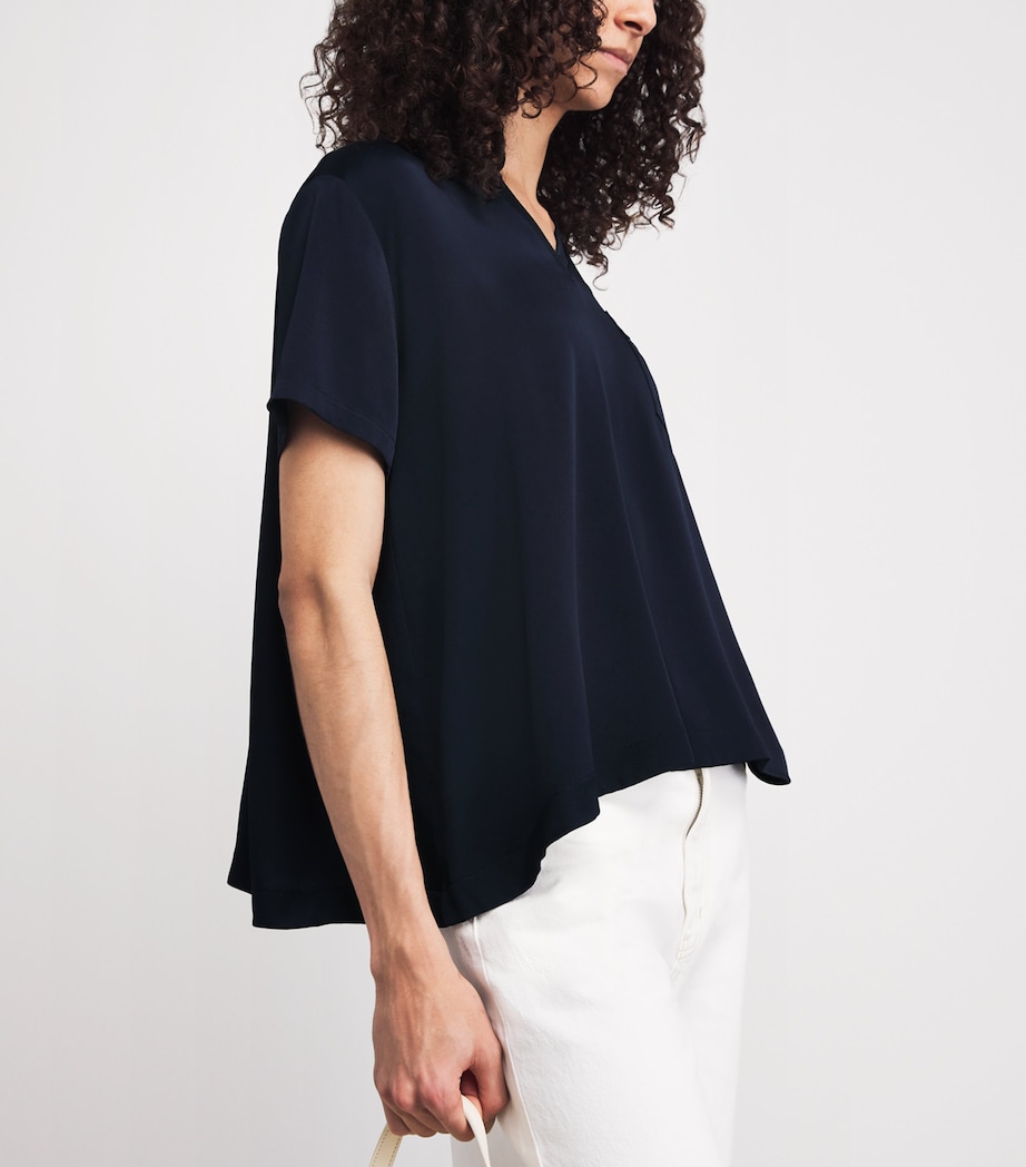Fabiana Filippi Womens Embellished V-Neck T-Shirt Blu Notte Image 3