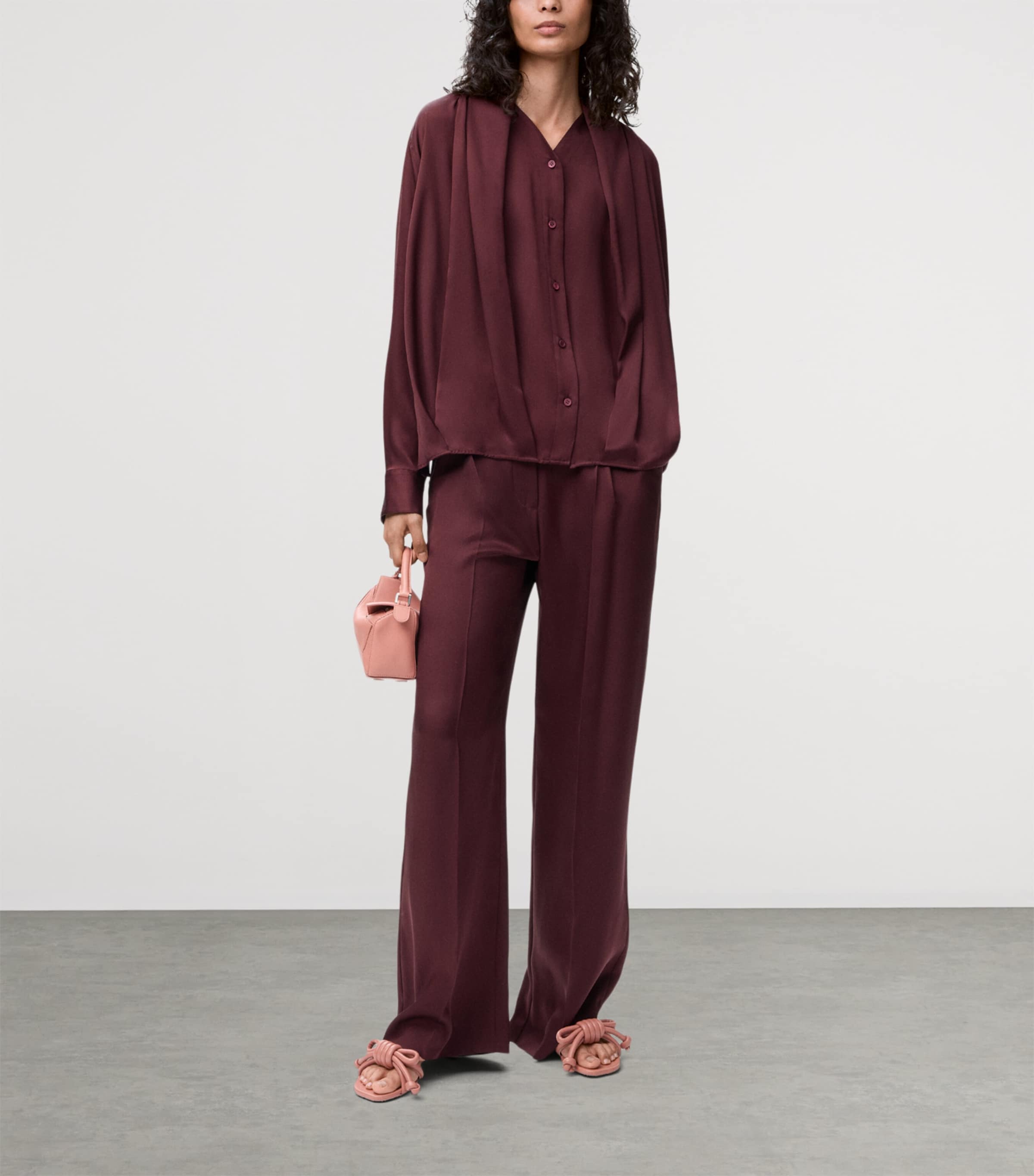 Silk Pyjama Blouse BURGUNDY Image 2