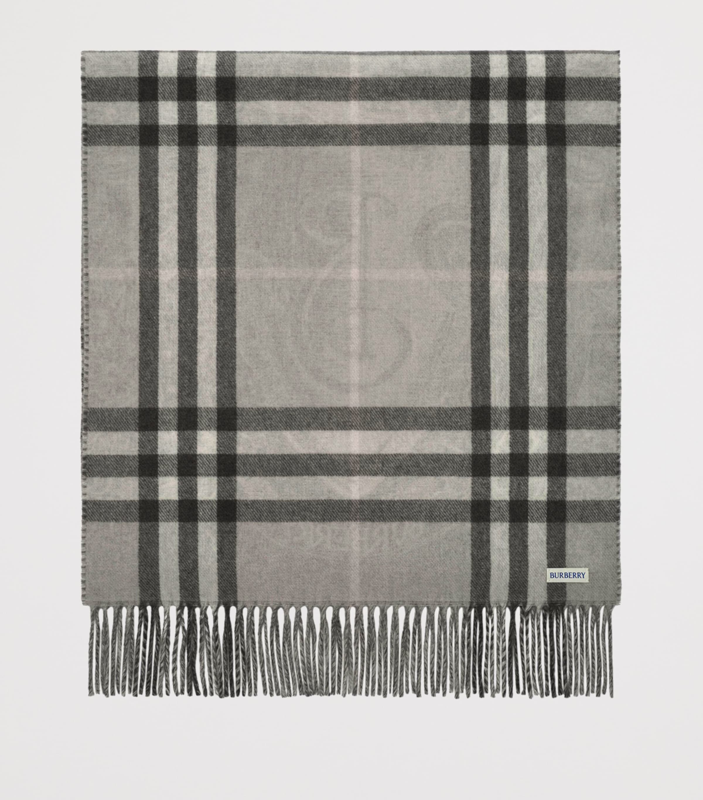 Burberry Cashmere Reversible Etched Knight Scarf Mitten Grey Image 6