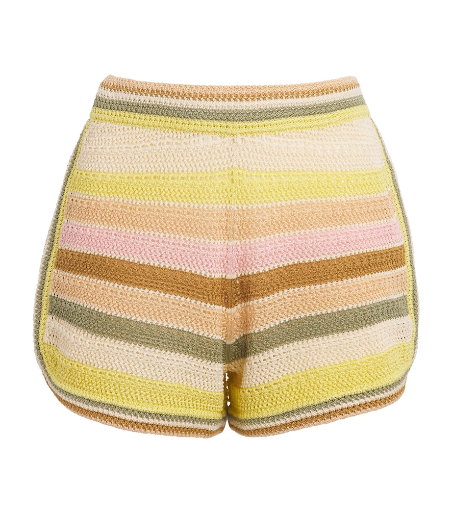 Zimmermann Womens Cotton Crochet Stripe Indra Shorts Image 1