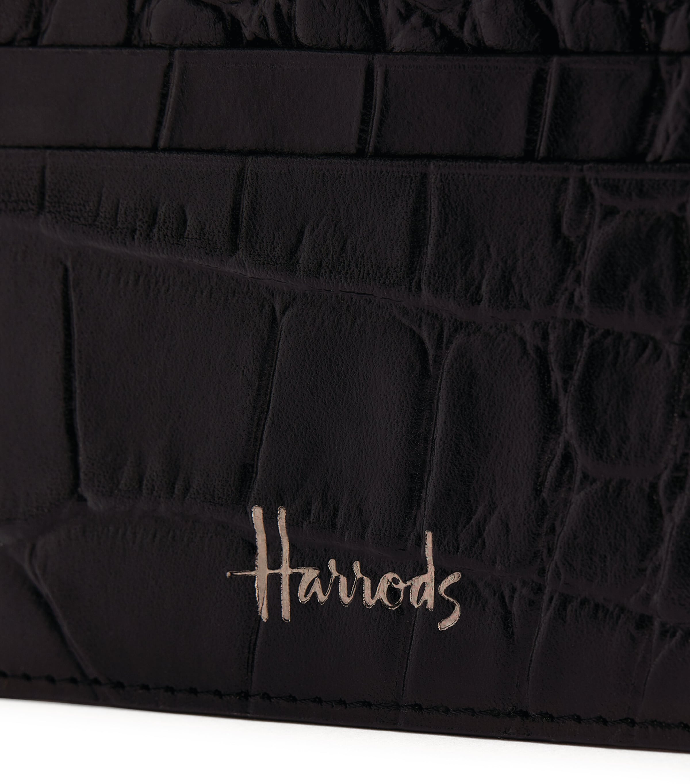 Harrods Croc-Embossed Wembley Card Holder Black Image 3