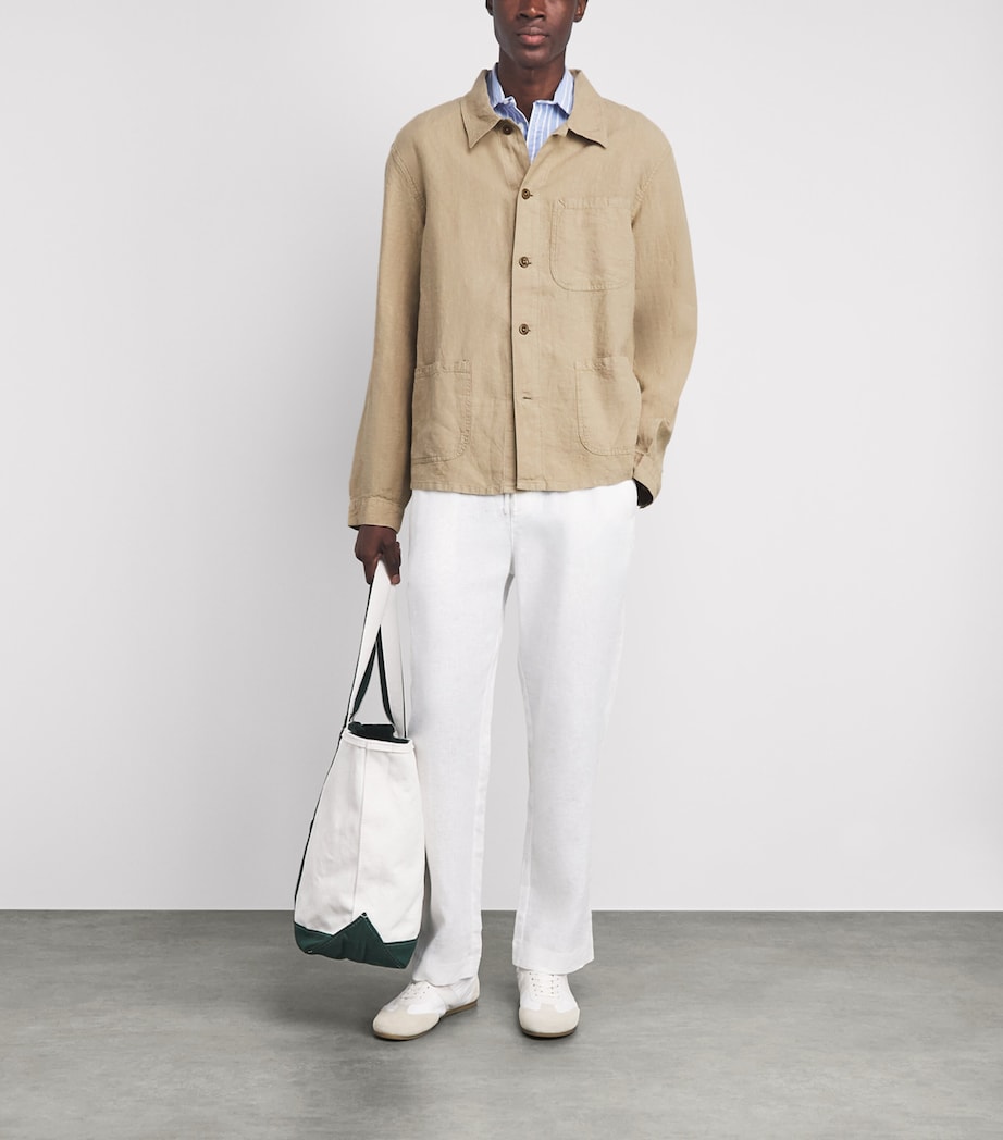 Polo Ralph Lauren Mens Linen Chore Overshirt Coastal Beige Image 2