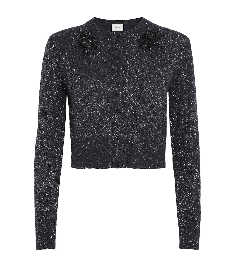 Wool-Blend Sequin Cardigan BLACK Image 1